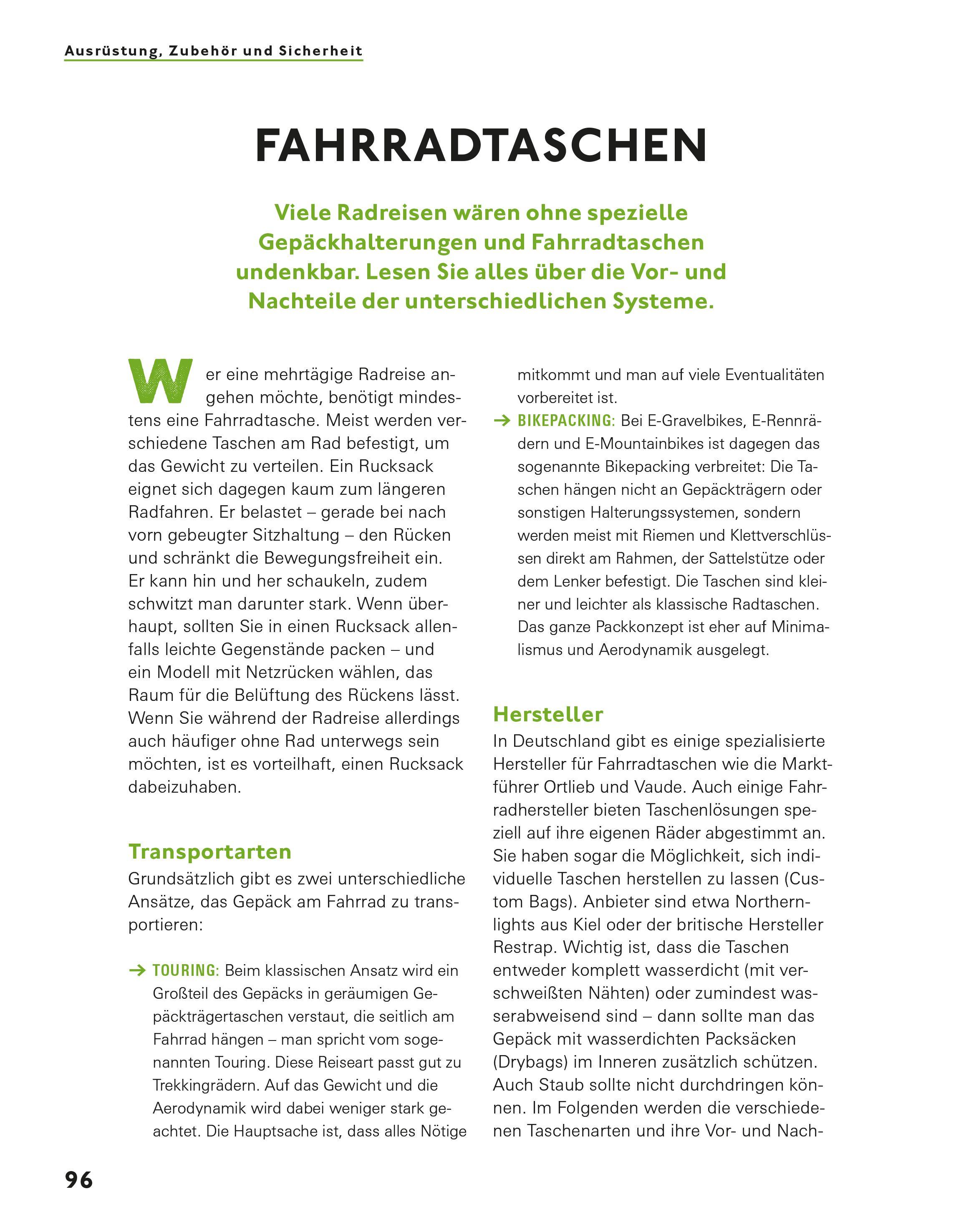 Beispielinhalt (Bild) Radreisen mit dem E-Bike