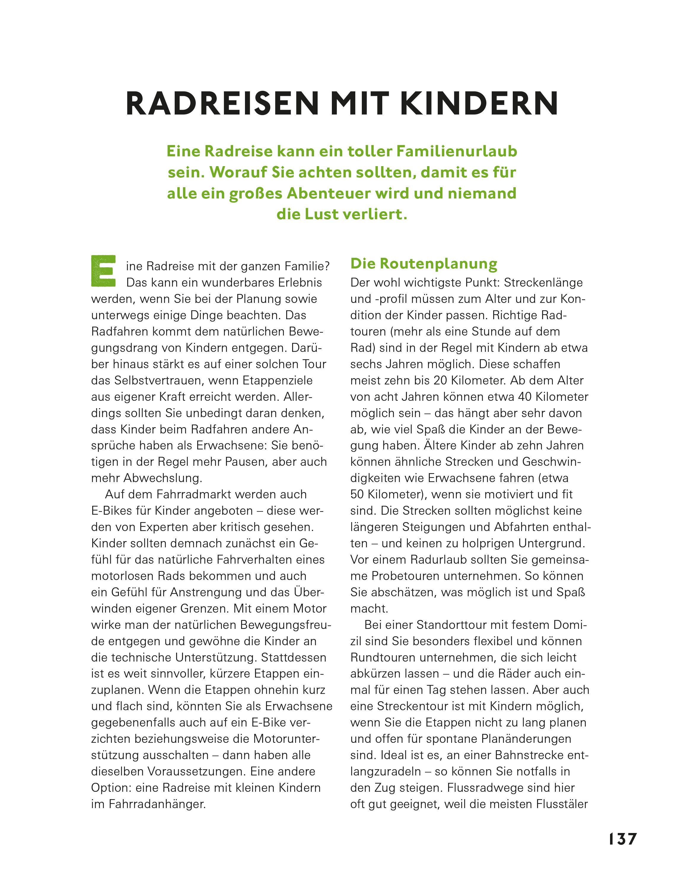 Beispielinhalt (Bild) Radreisen mit dem E-Bike