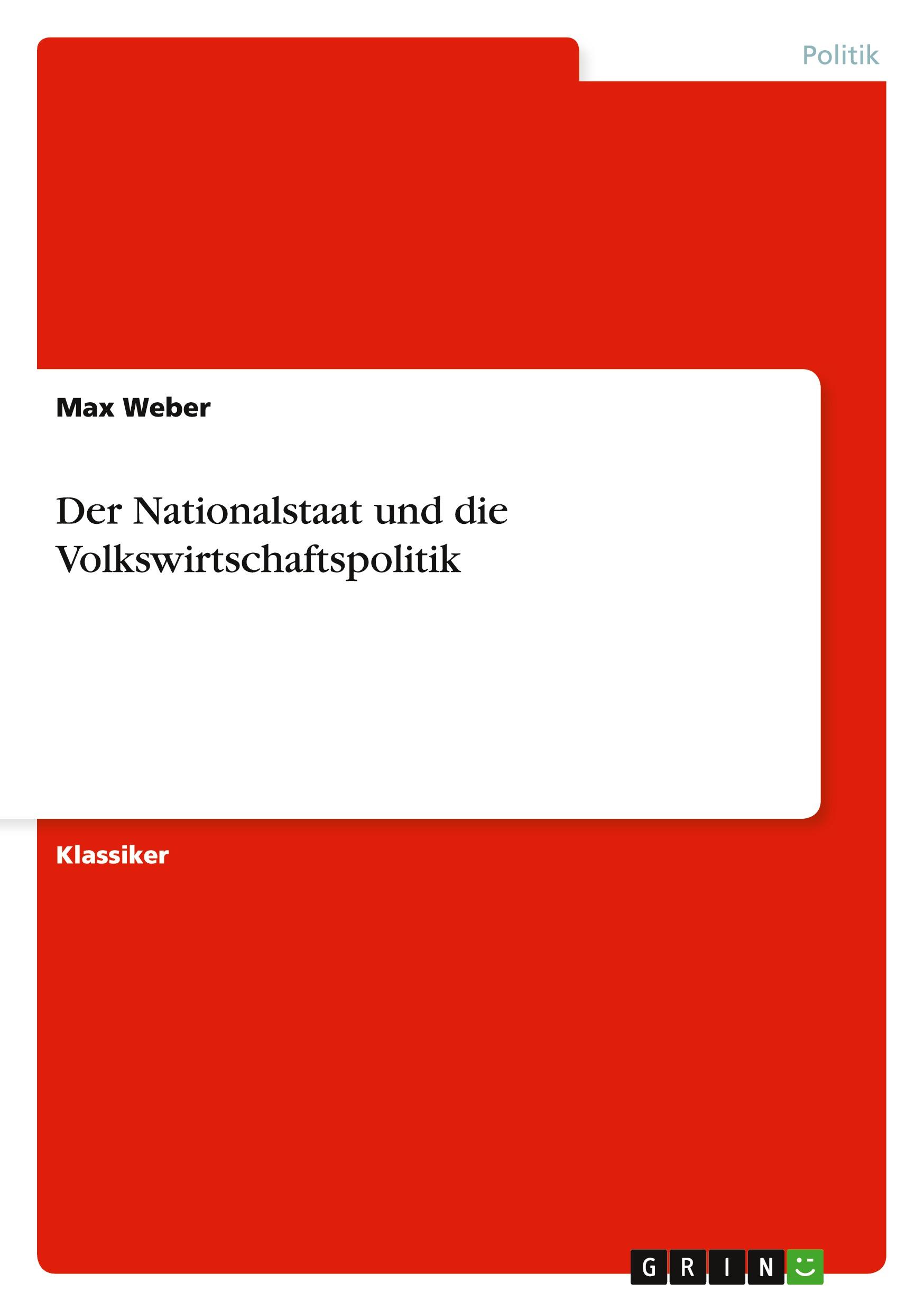 Vorderes Coverbild Der Nationalstaat und die Volkswirtschaftspolitik