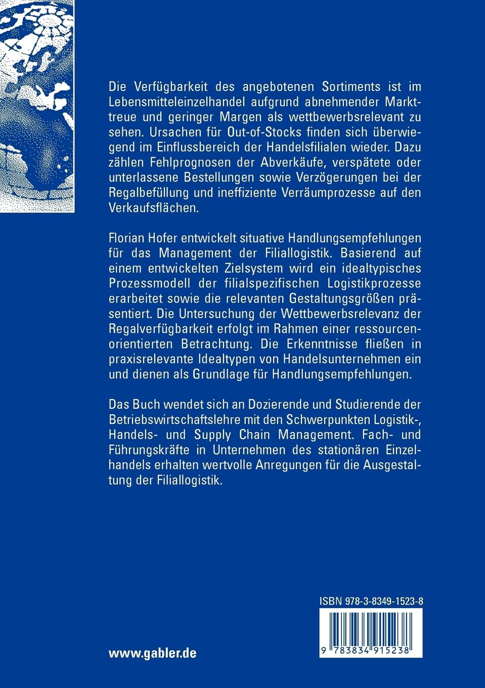 Rückseitencover Management der Filiallogistik im Lebensmitteleinzelhandel