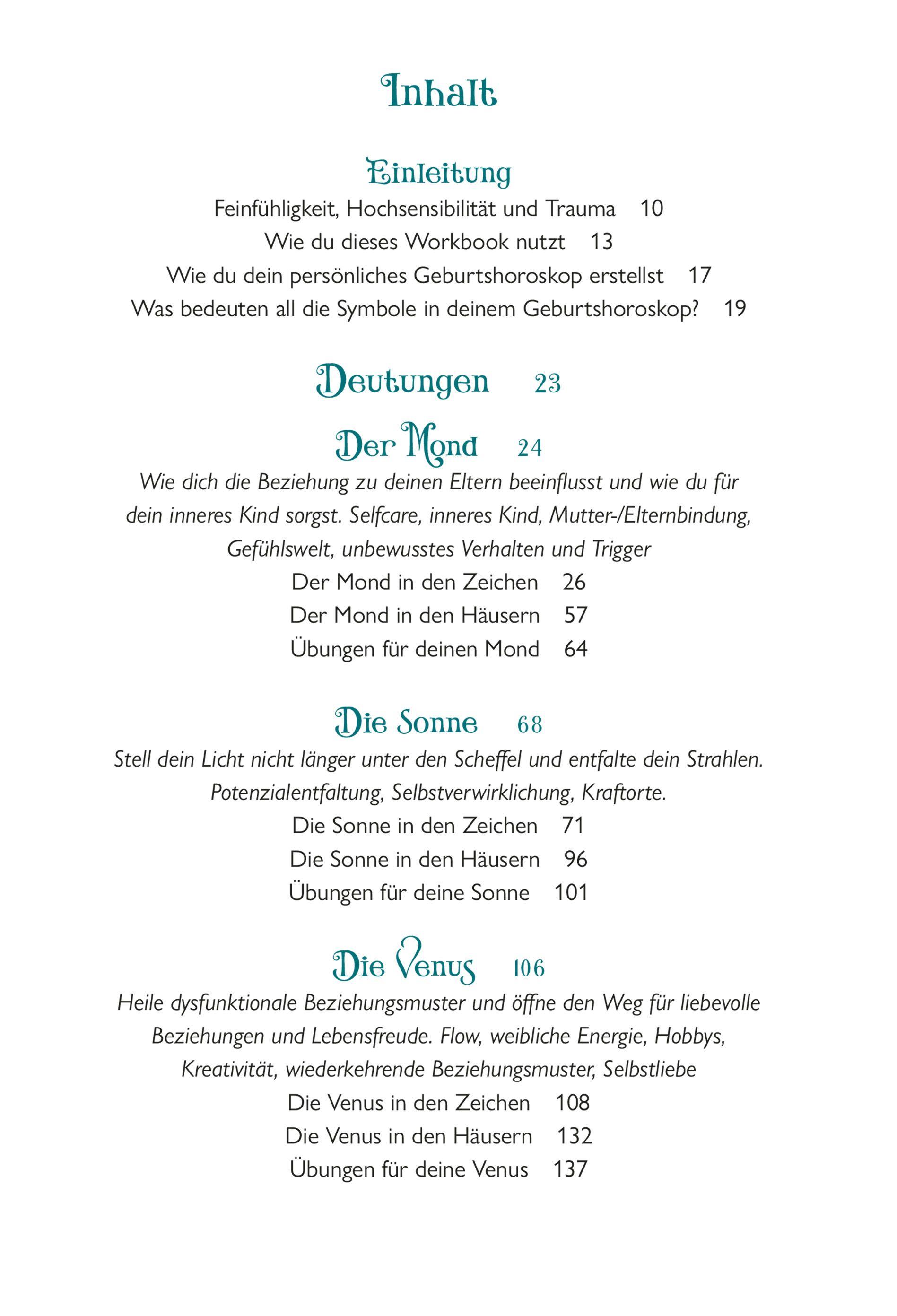 Beispielinhalt (Bild) Sensitive Soul Workbook - Wie psychologische Astrologie dir deinen Seelenweg zeigt