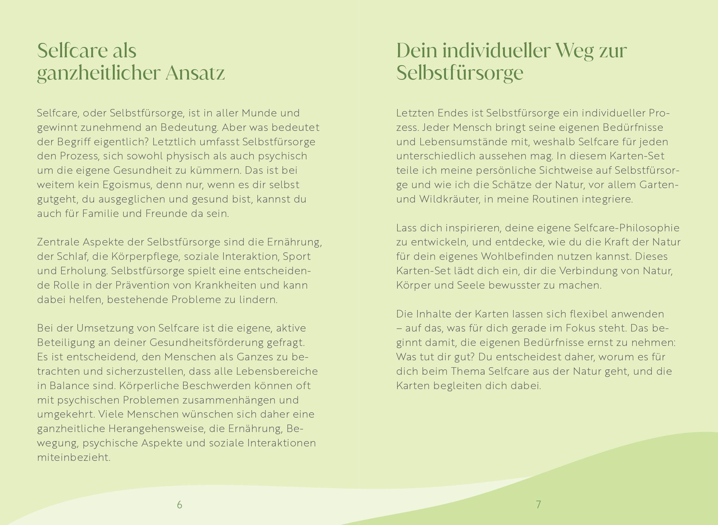 Beispielinhalt (Bild) Dein Weg zu Selfcare aus der Natur