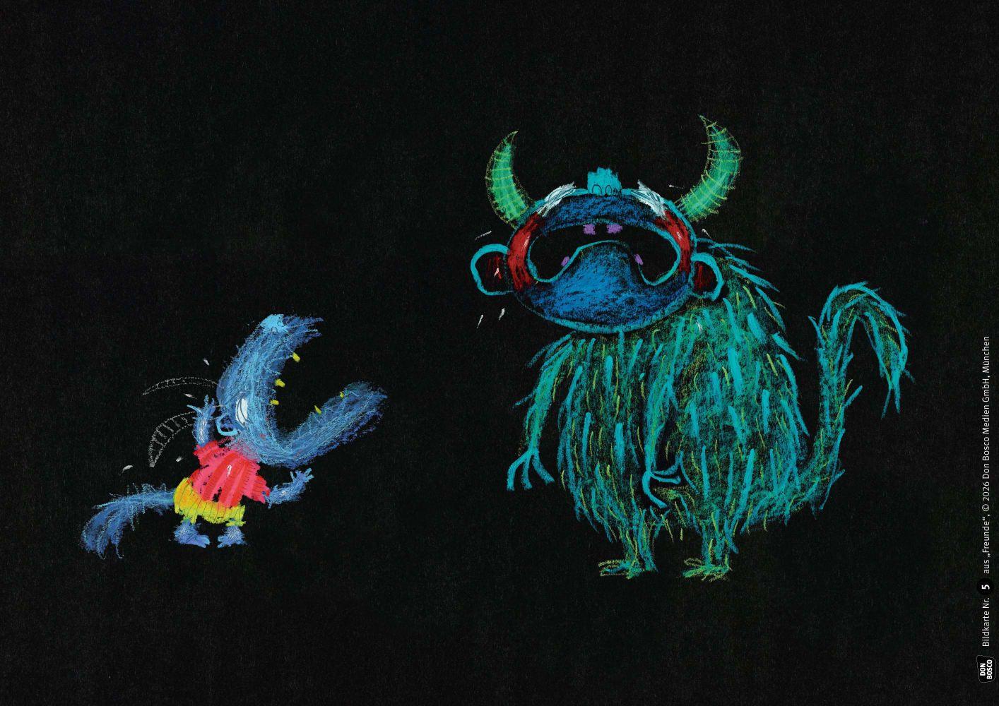 Beispielinhalt (Bild) Freunde. Kamishibai Bildkartenset