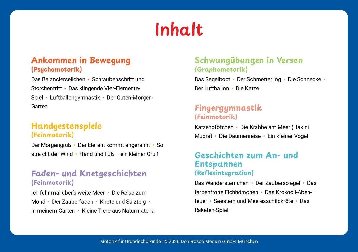 Beispielinhalt (Bild) Motorik für Grundschulkinder