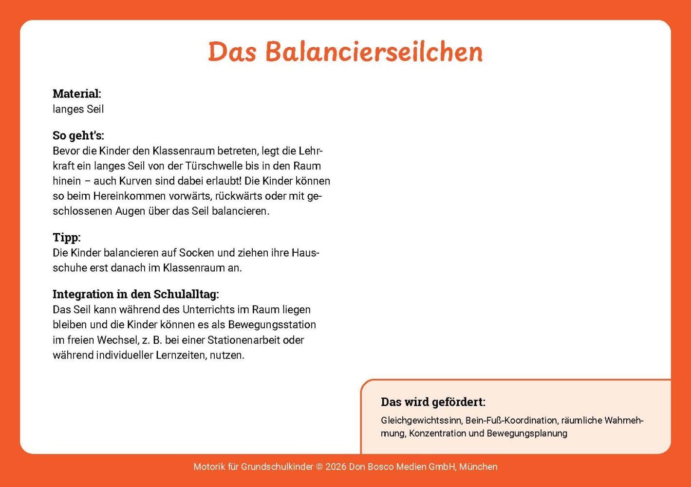 Beispielinhalt (Bild) Motorik für Grundschulkinder