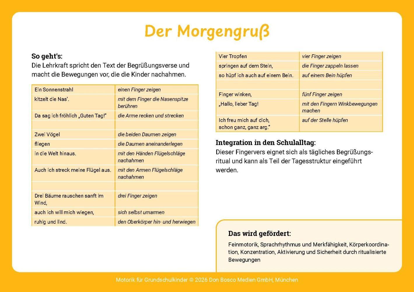 Beispielinhalt (Bild) Motorik für Grundschulkinder