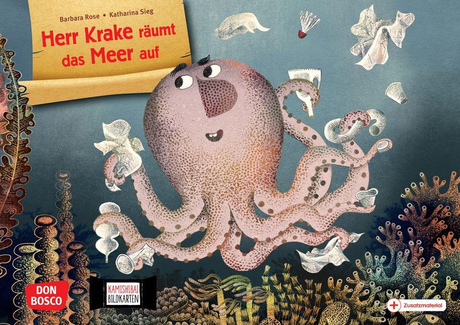 Vorderes Coverbild Herr Krake räumt das Meer auf. Kamishibai Bildkartenset