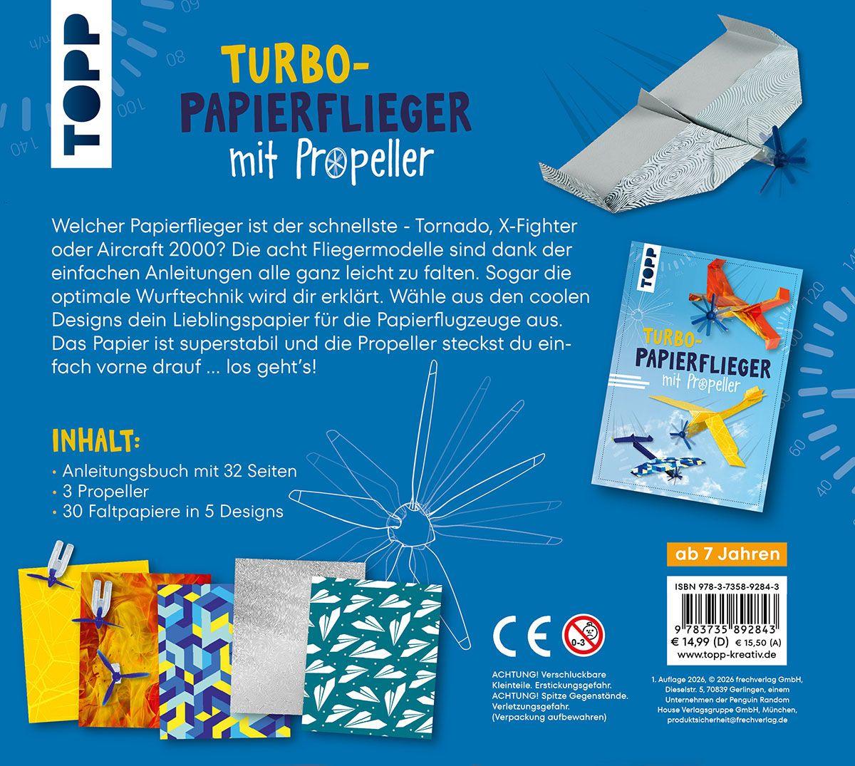 Beispielinhalt (Bild) Kreativ-Set Turbo-Papierflieger mit Propeller
