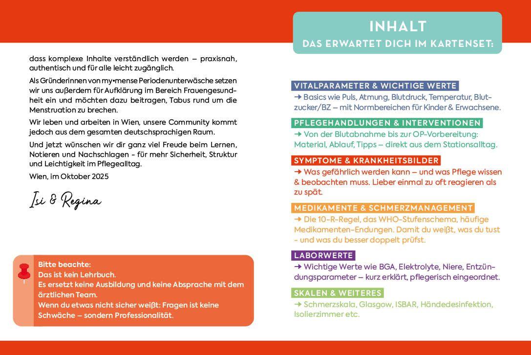 Beispielinhalt (Bild) Kartenset: Pflege to go - Notfallmaßnahmen, klinisches Wissen und Tipps für den Pflegealltag | für Krankenpflege, Altenpflege, Pflege zu Hause | von #medicineXcare