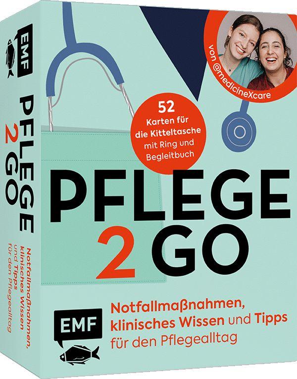 Vorderes Coverbild Kartenset: Pflege to go - Notfallmaßnahmen, klinisches Wissen und Tipps für den Pflegealltag | für Krankenpflege, Altenpflege, Pflege zu Hause | von #medicineXcare