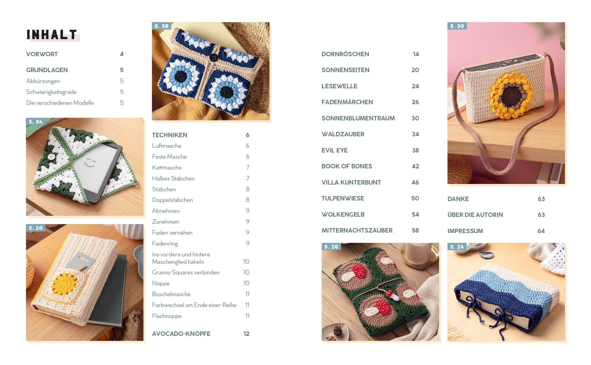 Beispielinhalt (Bild) Buchhüllen häkeln - mit crochetinglara