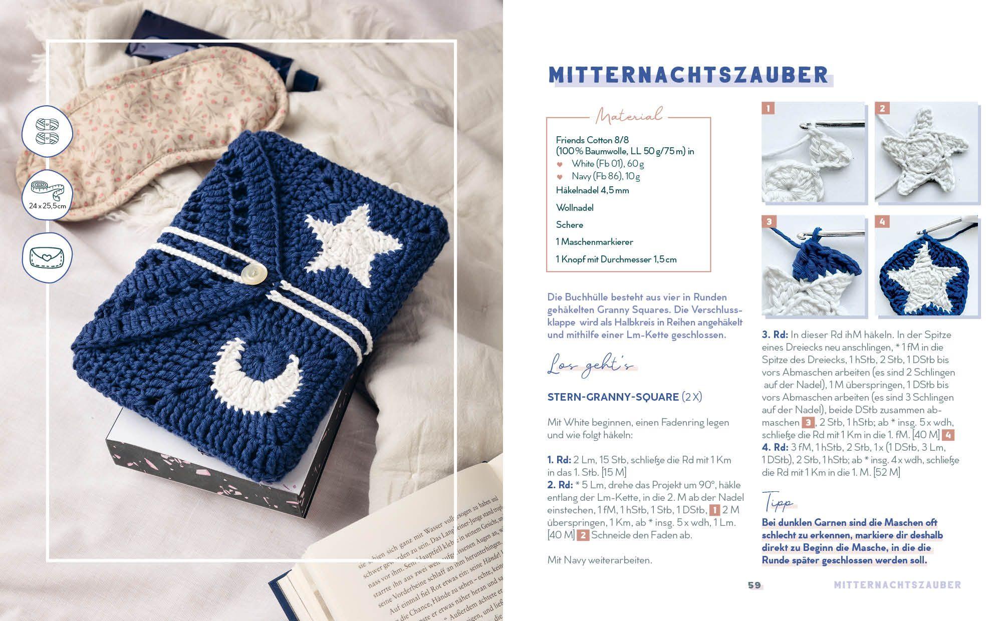 Beispielinhalt (Bild) Buchhüllen häkeln - mit crochetinglara
