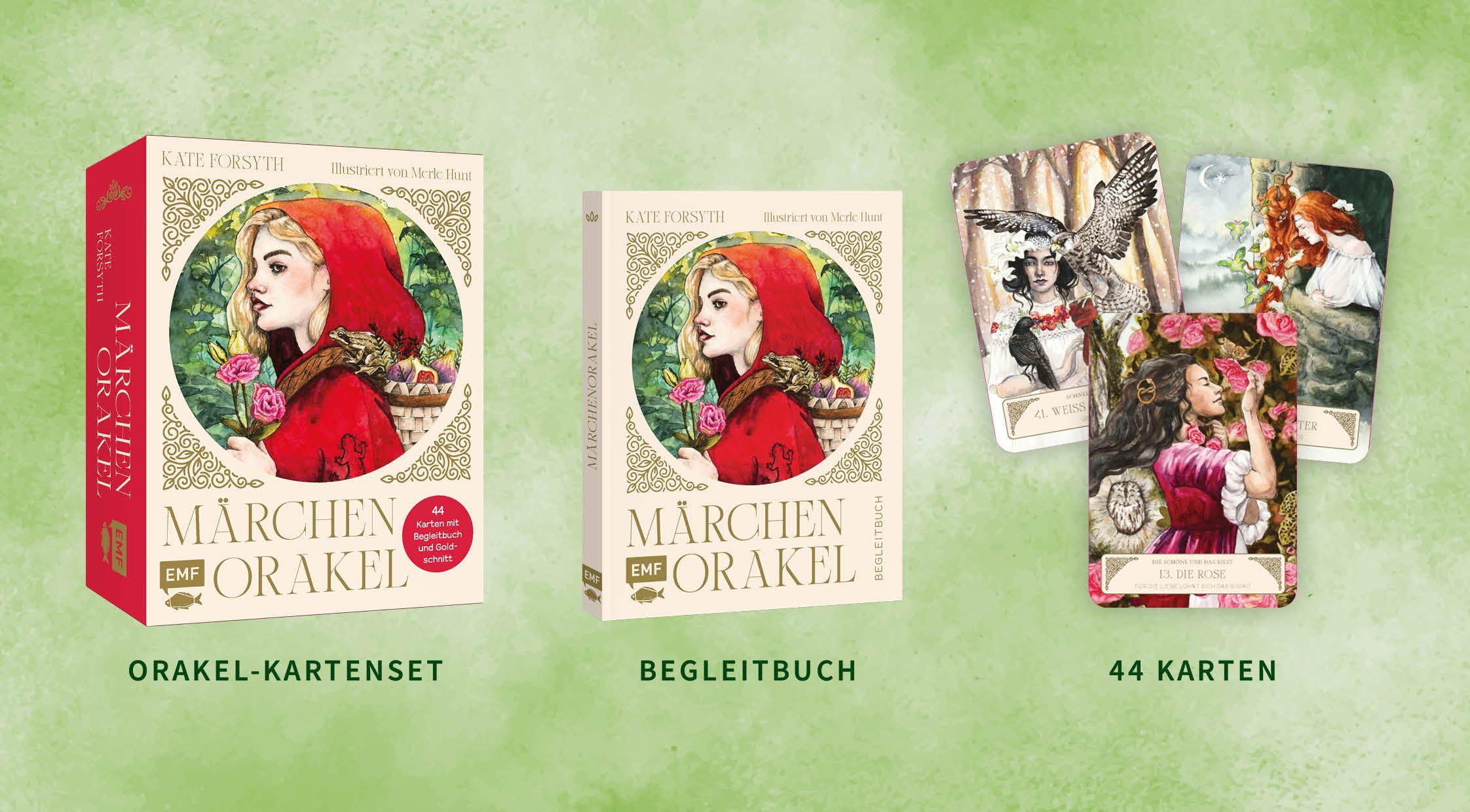 Beispielinhalt (Bild) Orakel-Kartenset: Märchenorakel | Inspirierende Lehren und Weisheiten aus Rotkäppchen, Rapunzel, Rumpelstilzchen und Co.