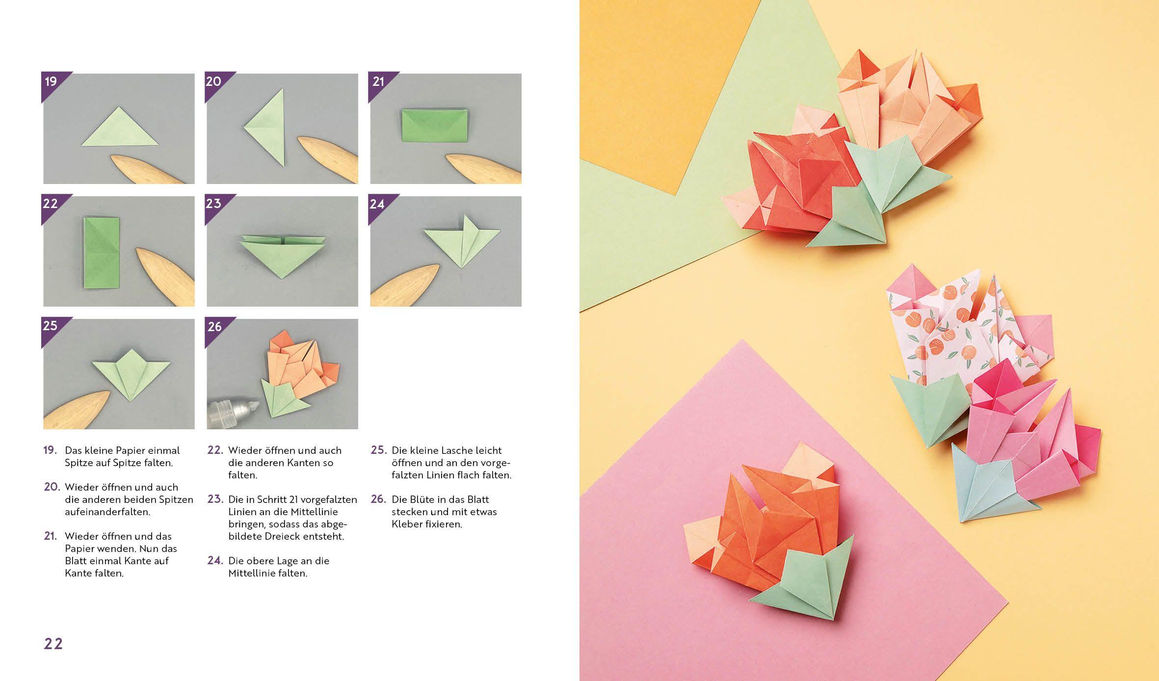 Beispielinhalt (Bild) Origami-Flowers - Wunderschöne Blüten zum Dekorieren & Verschenken