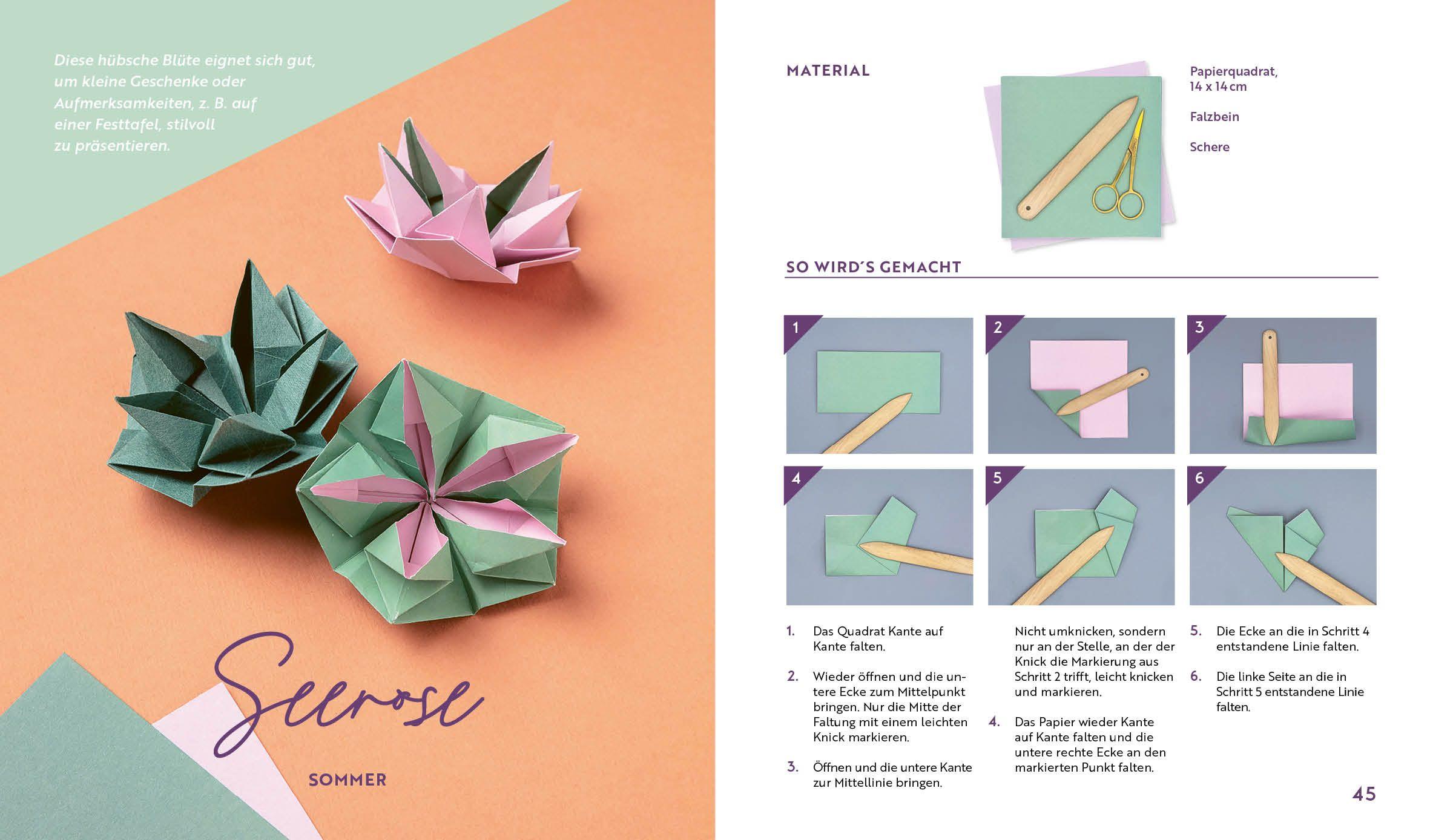 Beispielinhalt (Bild) Origami-Flowers - Wunderschöne Blüten zum Dekorieren & Verschenken