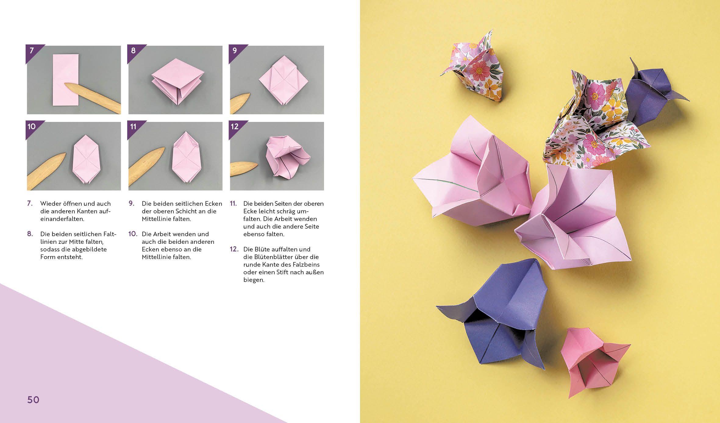 Beispielinhalt (Bild) Origami-Flowers - Wunderschöne Blüten zum Dekorieren & Verschenken