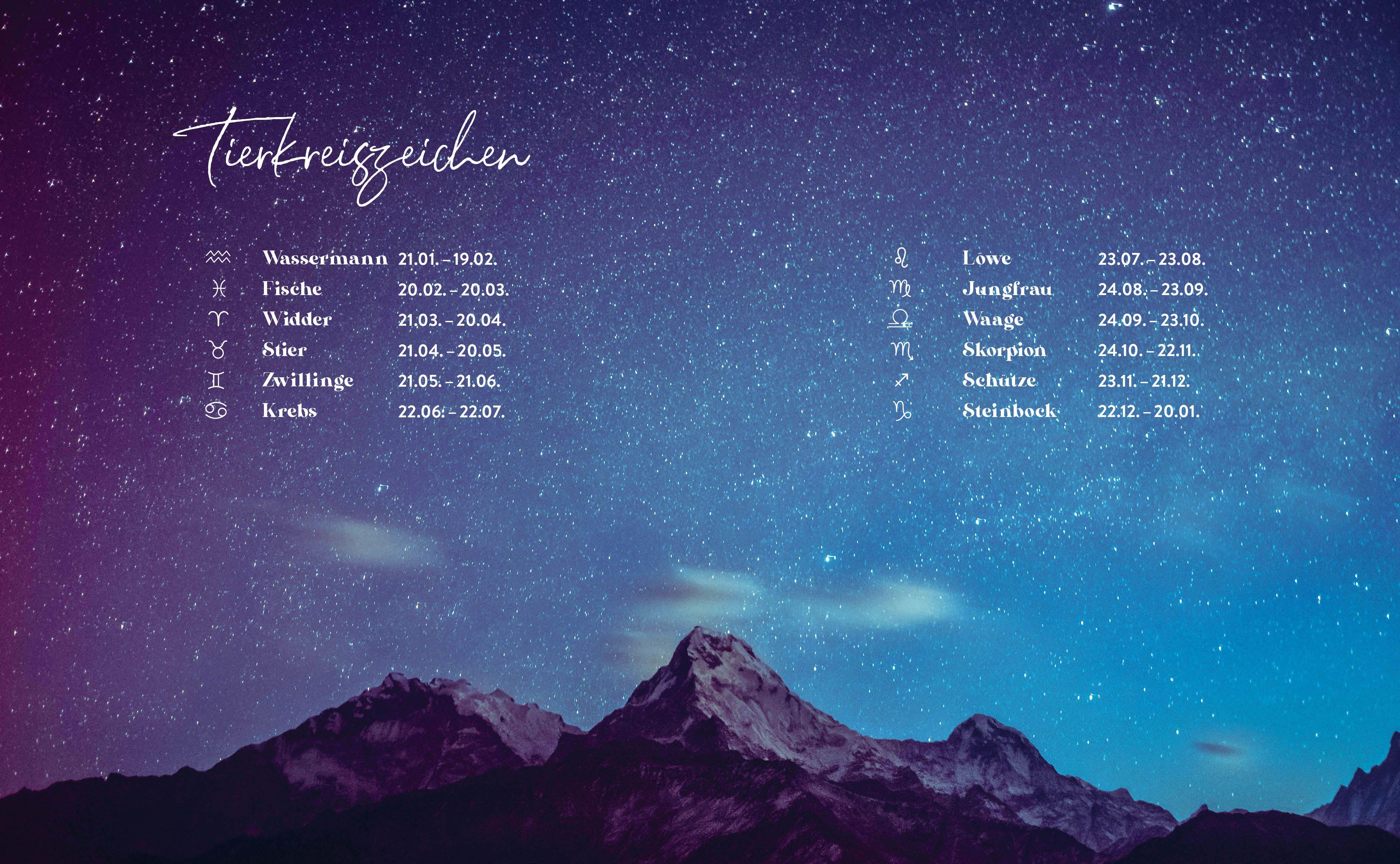 Beispielinhalt (Bild) Mond-Rituale - Aktiviere die Energie der Tierkreiszeichen | Dein Jahresbegleiter mit Orakellegungen, Yoga-Übungen & Mantras für deine Meditationspraxis