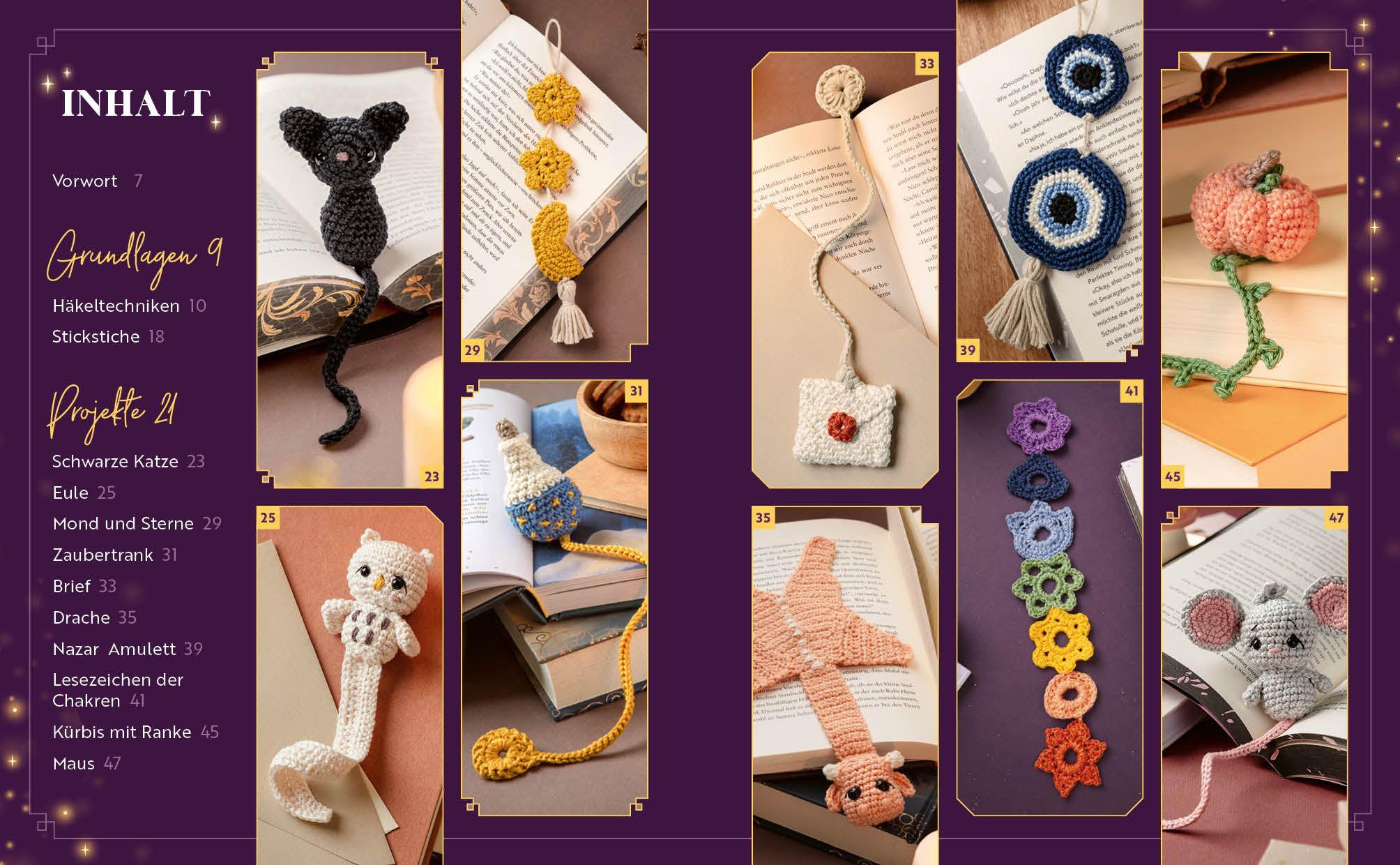 Beispielinhalt (Bild) Magische Amigurumi-Lesezeichen häkeln
