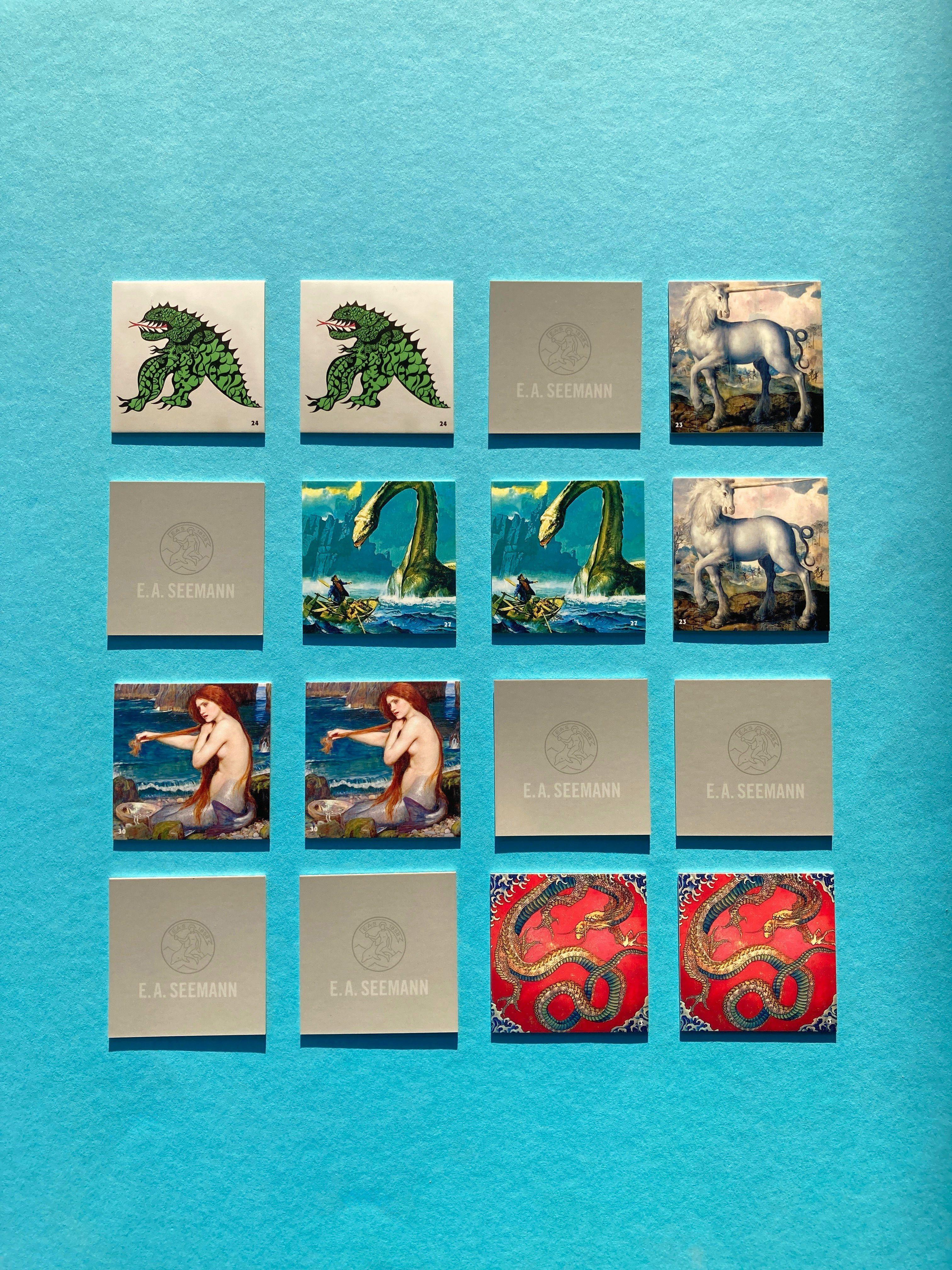 Beispielinhalt (Bild) Die Welt der Fabelwesen. Memo | The World of Fabulous Beasts. Matching Game