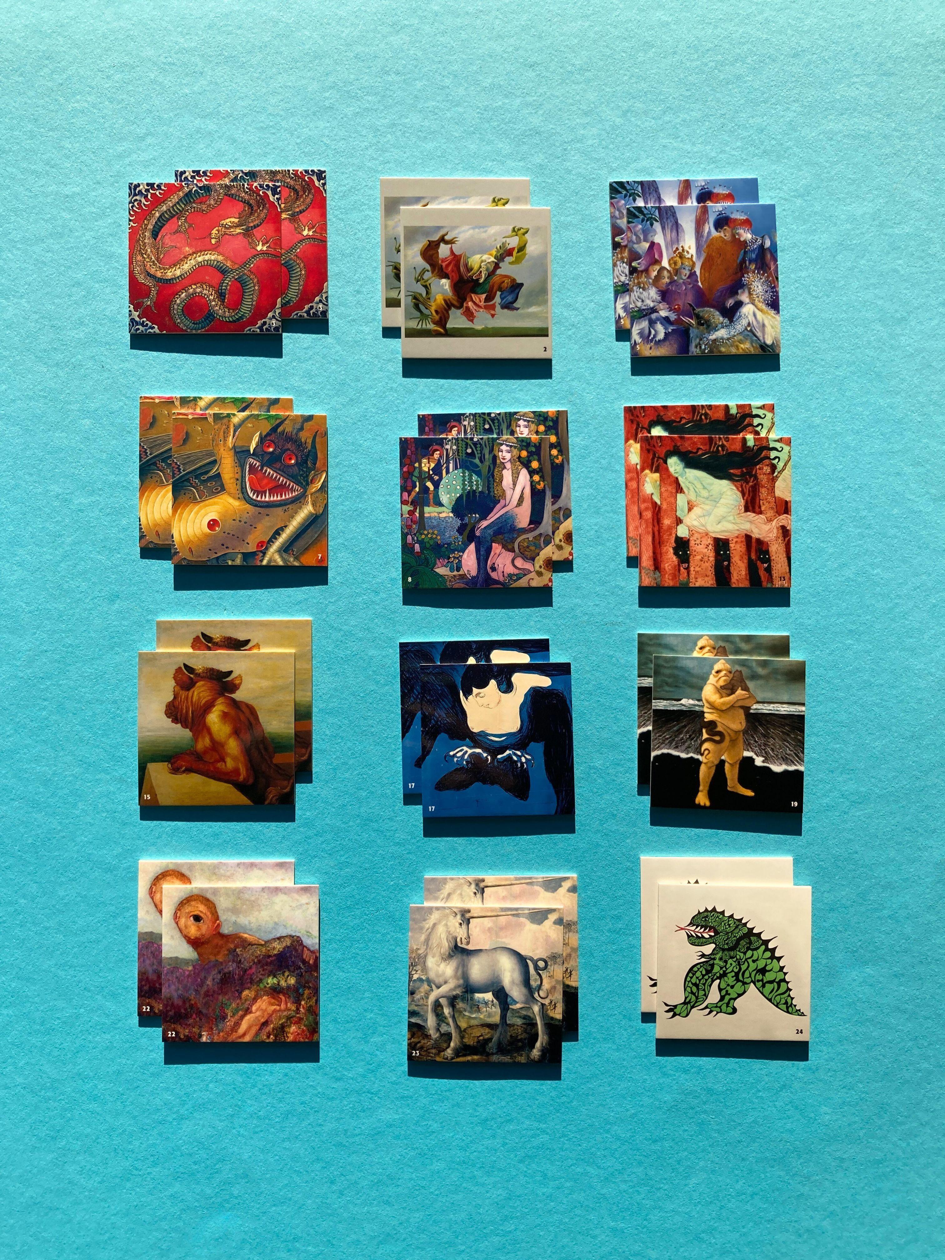 Beispielinhalt (Bild) Die Welt der Fabelwesen. Memo | The World of Fabulous Beasts. Matching Game