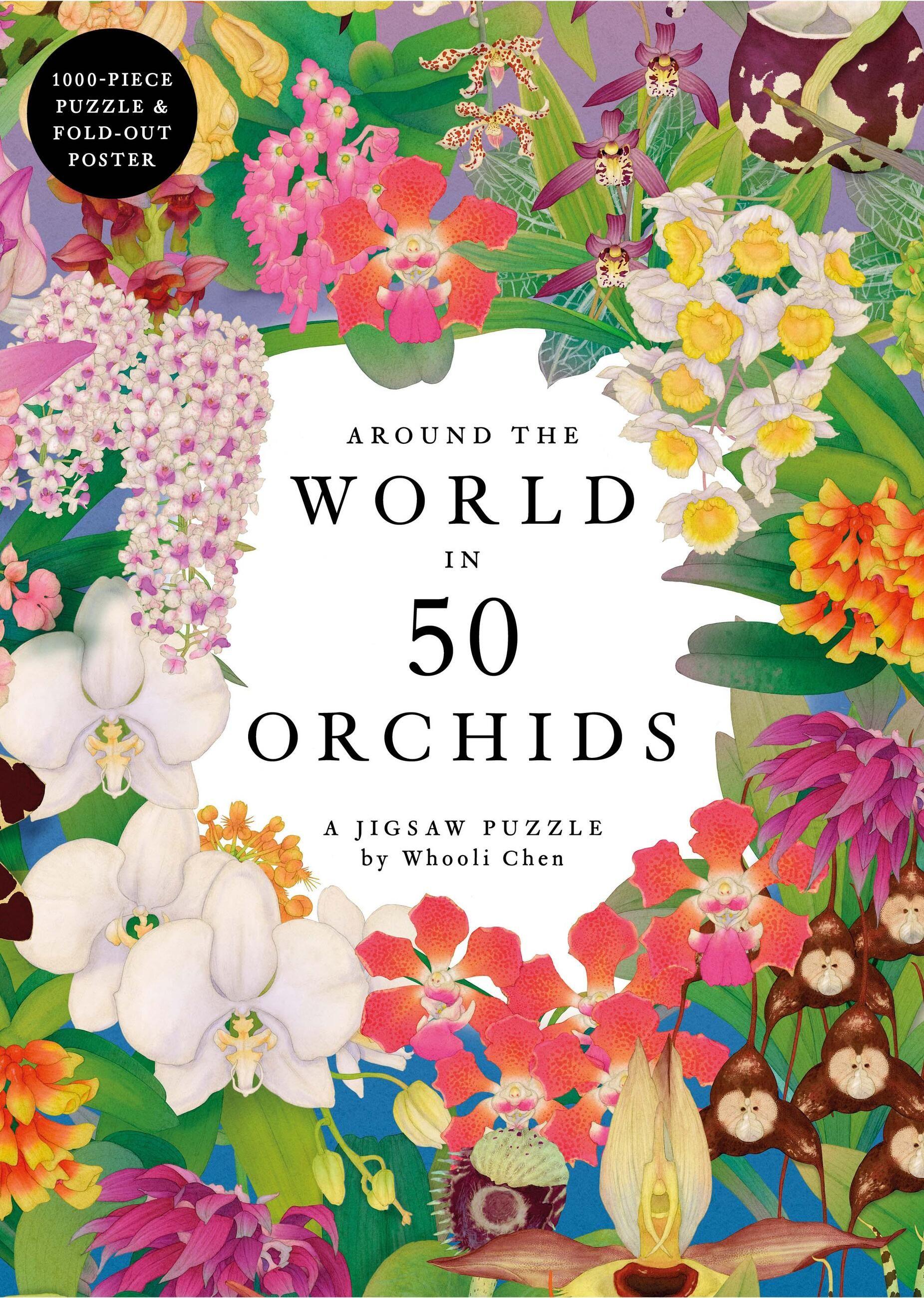 Vorderes Coverbild Around the World in 50 Orchids 1000 Piece Jigsaw Puzzle
