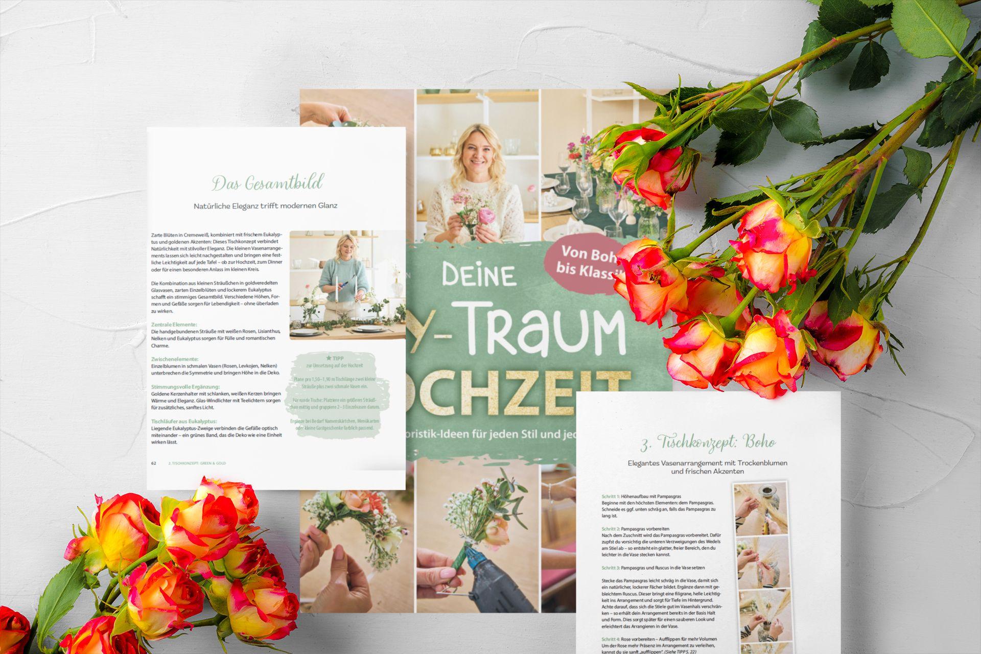 Beispielinhalt (Bild) Deine DIY-Traumhochzeit: Von Boho bis Klassik - Zauberhafte Floristik-Ideen für jeden Stil und jedes Budget