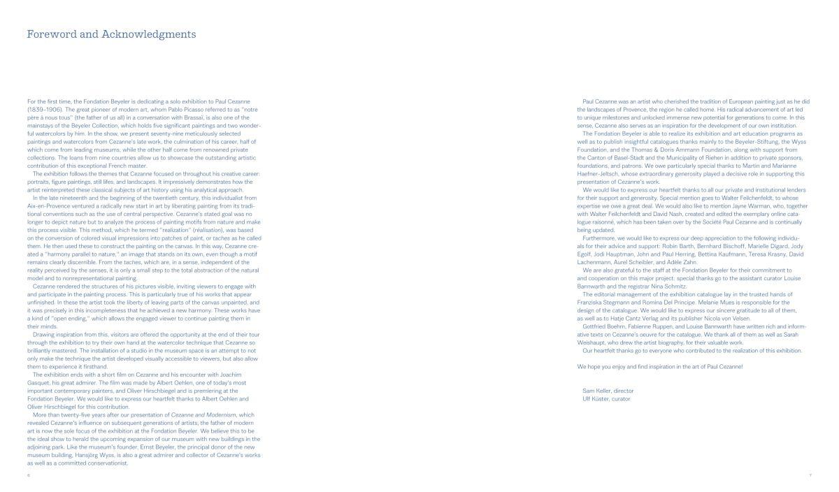 Beispielinhalt (Bild) Paul Cezanne. Form and Color - The Major Exhibition Catalogue of the Fondation Beyeler