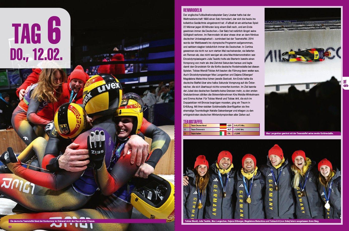 Beispielinhalt (Bild) Olympische Winterspiele - Die XXV. Winterspiele in Mailand/Cortina d'Ampezzo/Norditalien. Mit Stars wie Johannes Lochner, Philipp Raimund, Laura Nolte, Tobias Wendl,