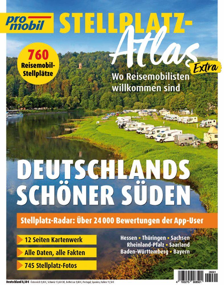 Vorderes Coverbild promobil Stellplatz-Atlas 01/2026 Deutschlands schöner Süden