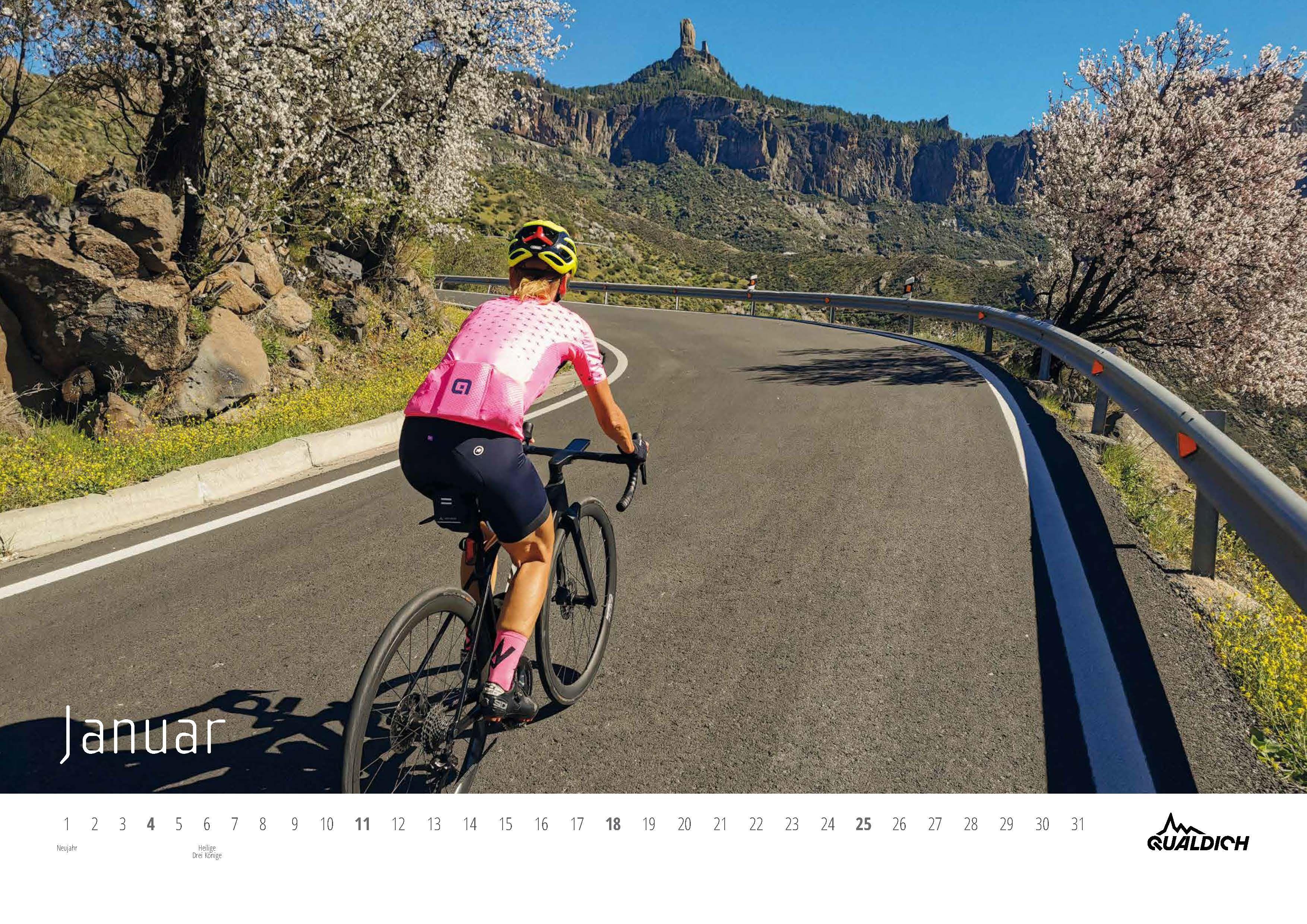 Beispielinhalt (Bild) quäldich.de-Rennrad-Kalender 2026 Format DIN A2