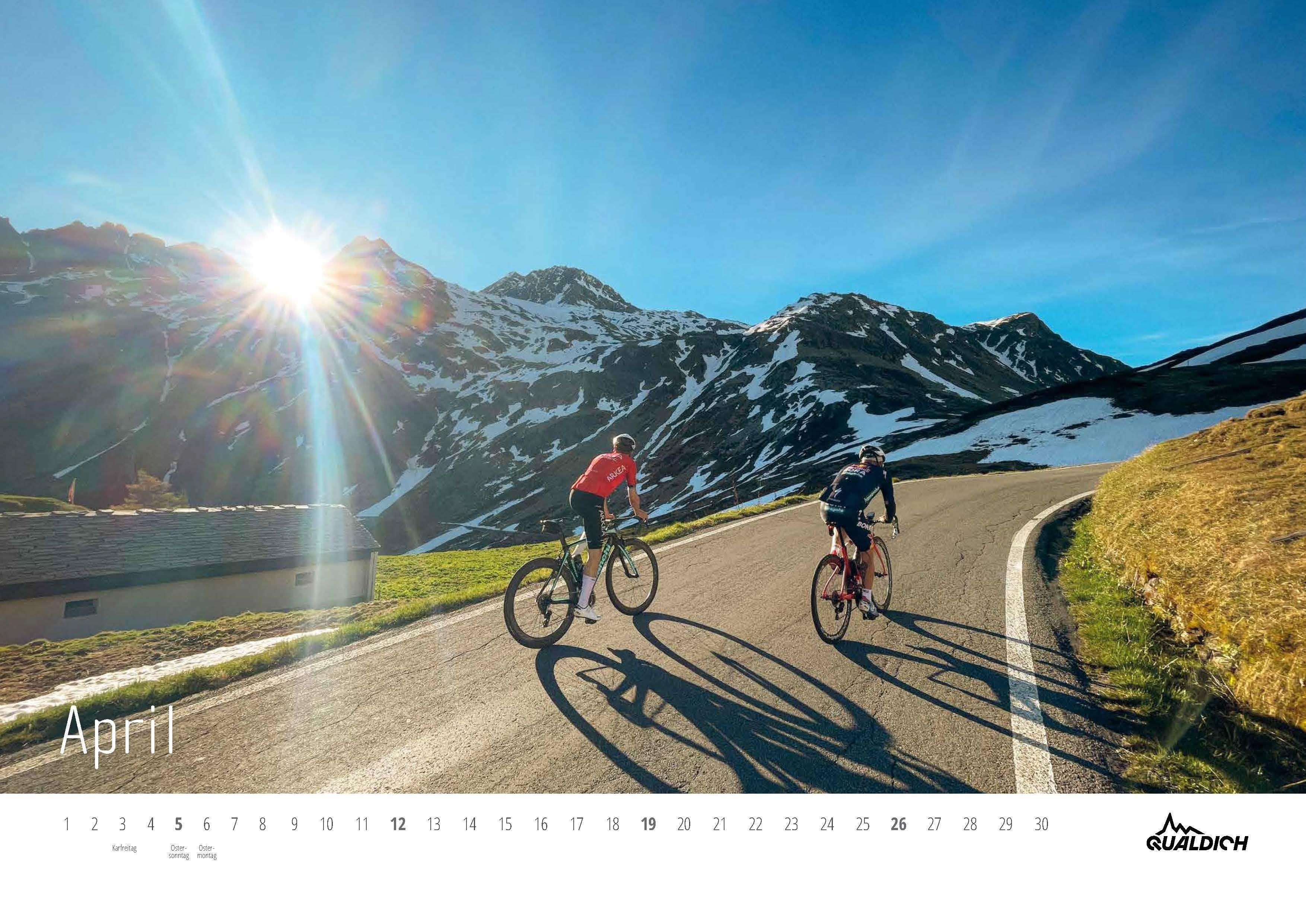 Beispielinhalt (Bild) quäldich.de-Rennrad-Kalender 2026 Format DIN A2
