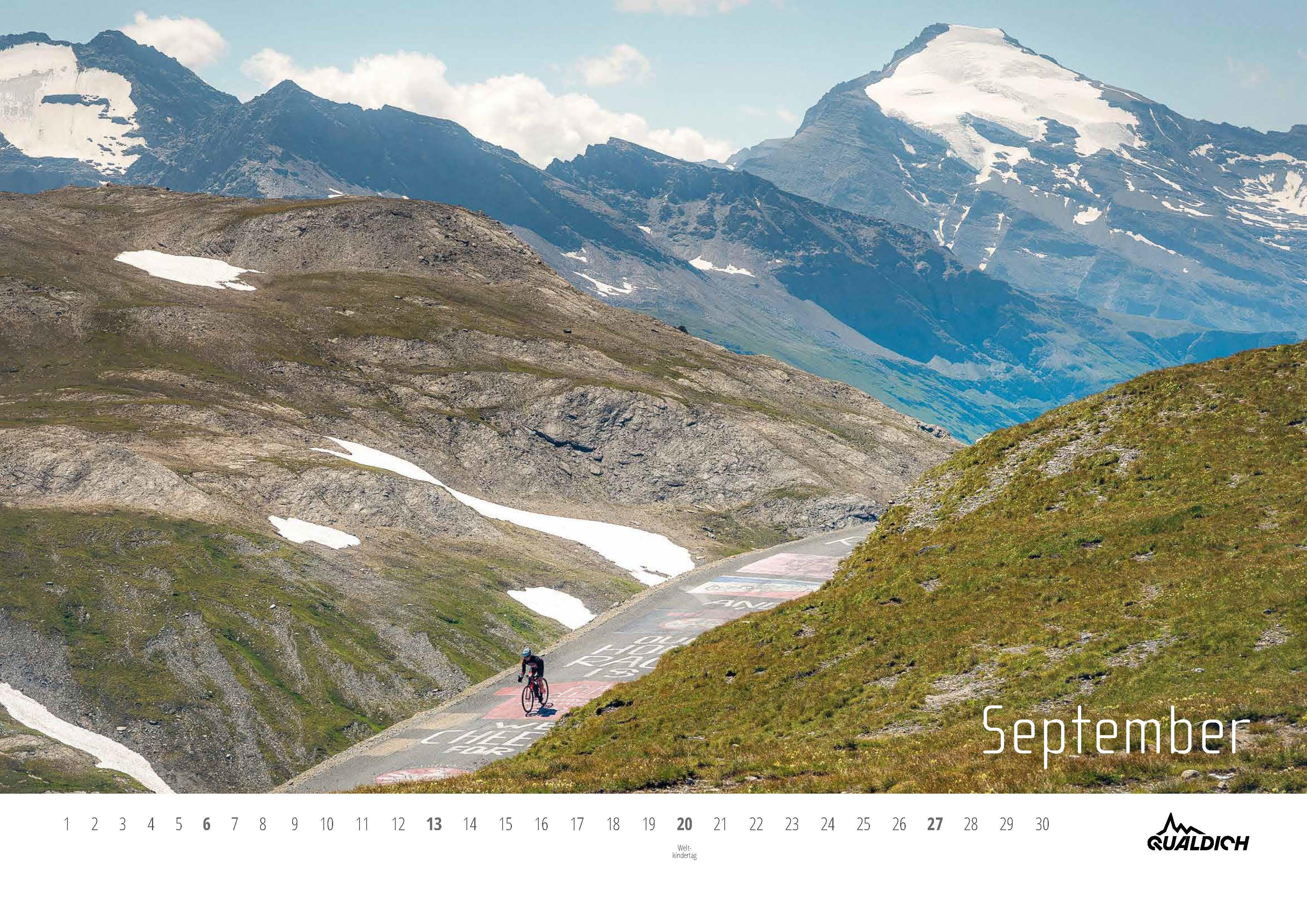 Beispielinhalt (Bild) quäldich.de-Rennrad-Kalender 2026 Format DIN A2