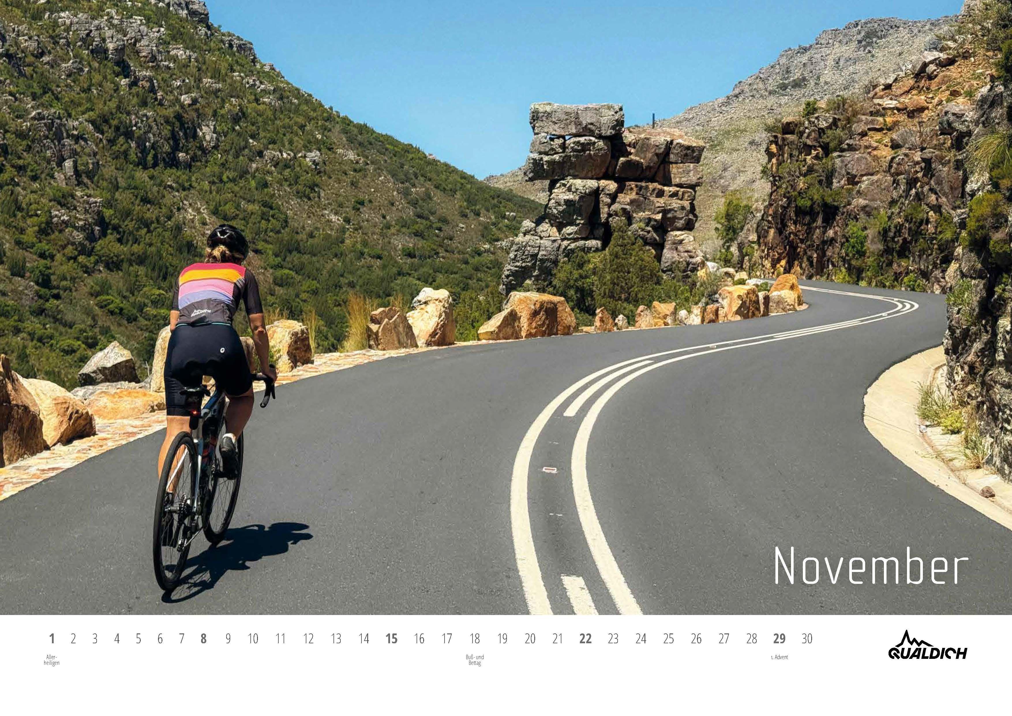 Beispielinhalt (Bild) quäldich.de-Rennrad-Kalender 2026 Format DIN A2