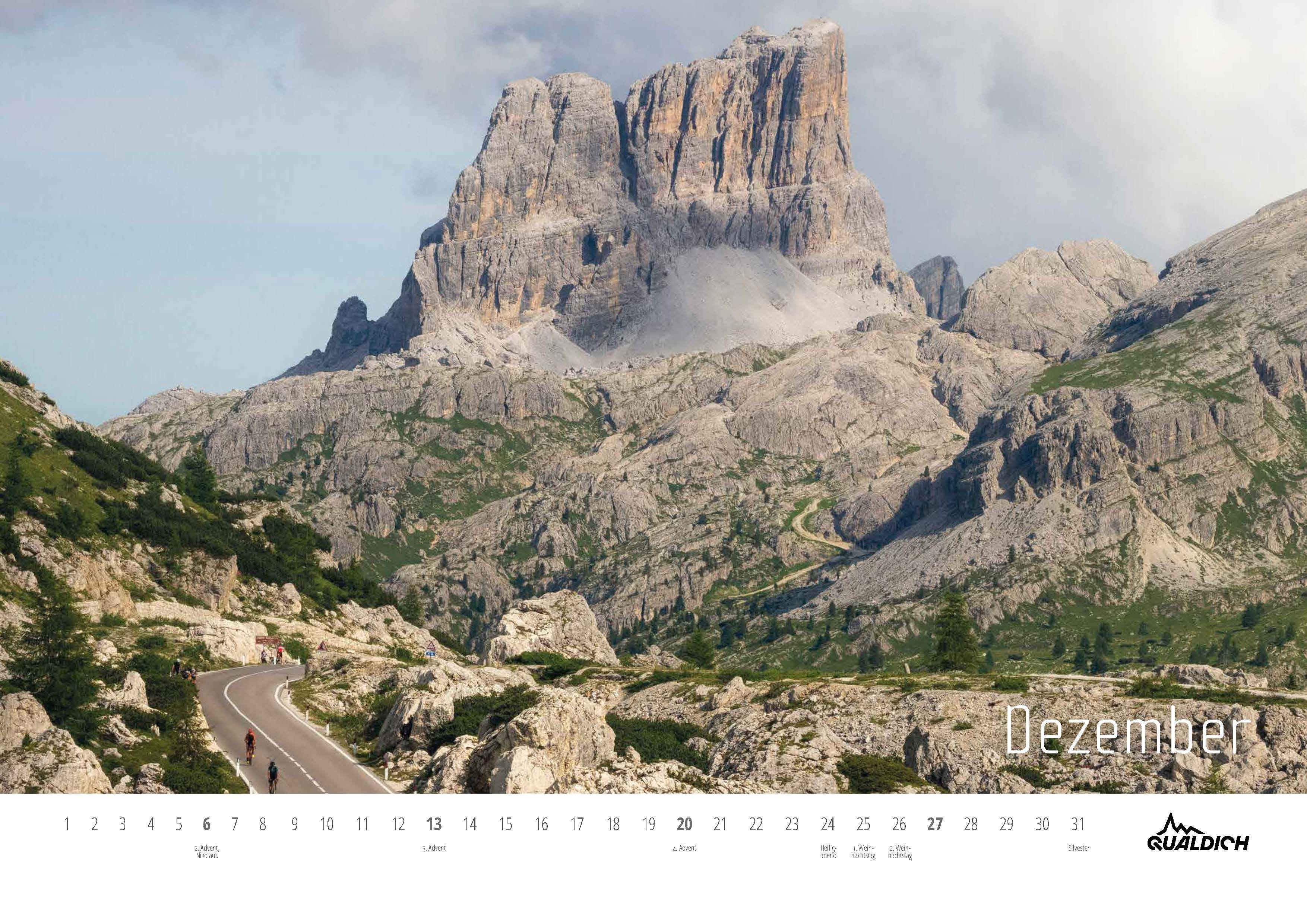 Beispielinhalt (Bild) quäldich.de-Rennrad-Kalender 2026 Format DIN A2