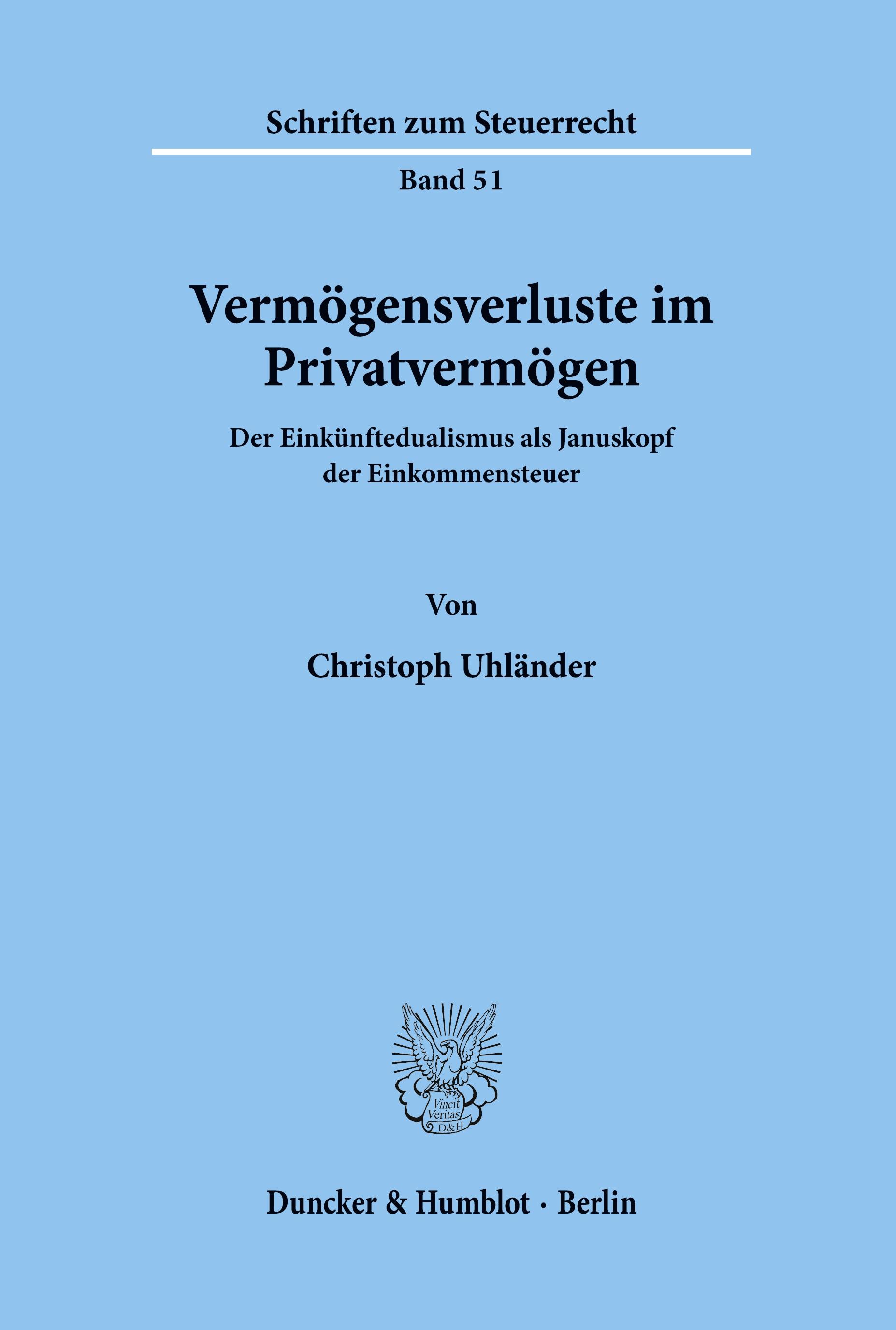 Vorderes Coverbild Vermögensverluste im Privatvermögen.