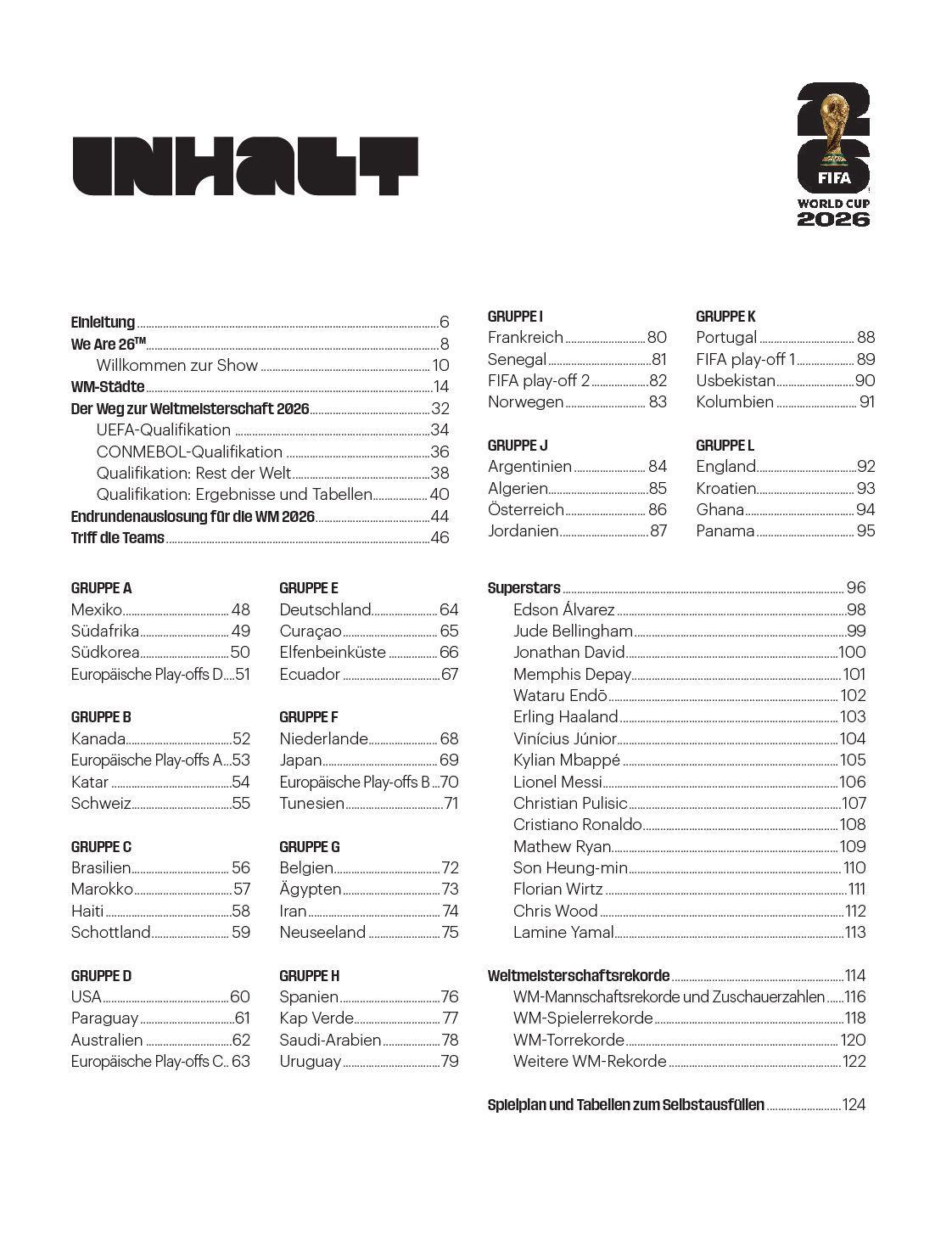 Beispielinhalt (Bild) FIFA Weltmeisterschaft 2026 - Das offizielle Buch