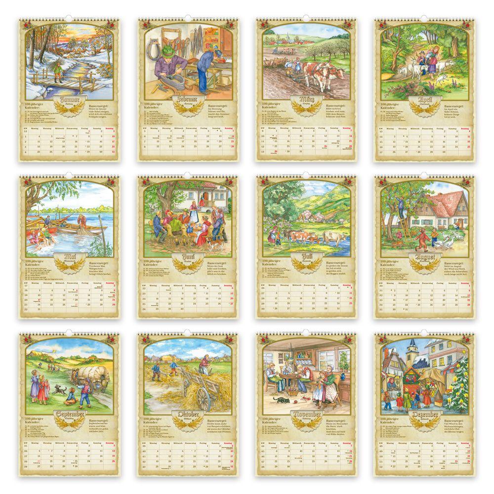 Beispielinhalt (Bild) TRÖTSCH - Großbildkalender Bauernkalender 2027 mit Wetterprognosen Bauernregeln und Ferienterminen