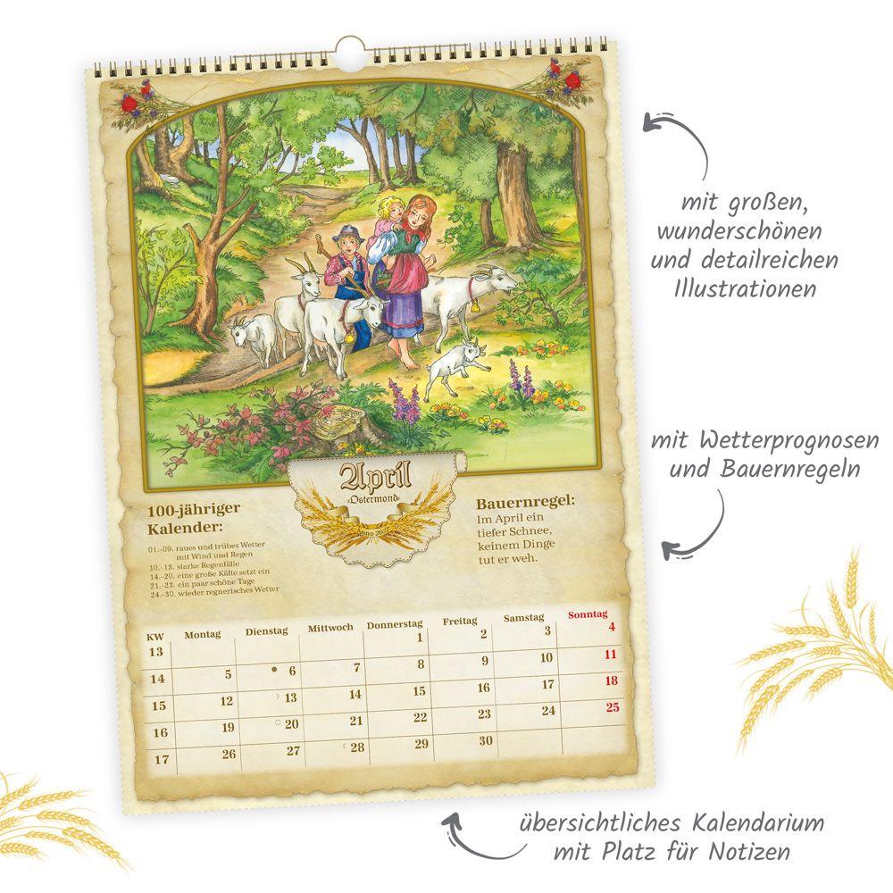 Beispielinhalt (Bild) TRÖTSCH - Großbildkalender Bauernkalender 2027 mit Wetterprognosen Bauernregeln und Ferienterminen