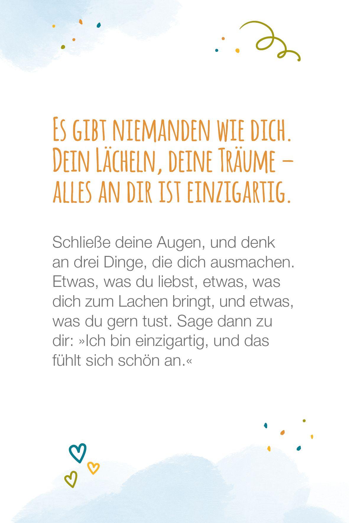 Beispielinhalt (Bild) Ich bin ich - und wachse weiter!- 40 neue Affirmationen und Rituale, mit denen Kinder glücklich groß werden