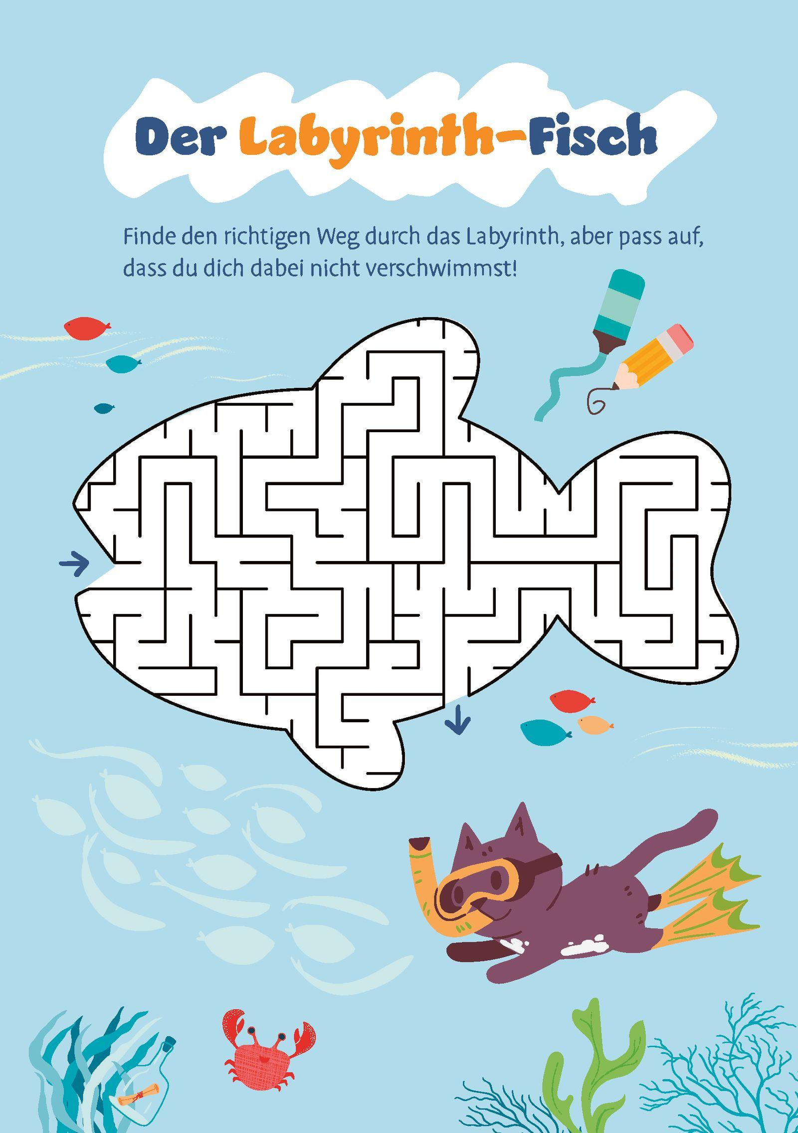 Beispielinhalt (Bild) Mein fröhlicher Rätsel- und Spieleblock für die Küste