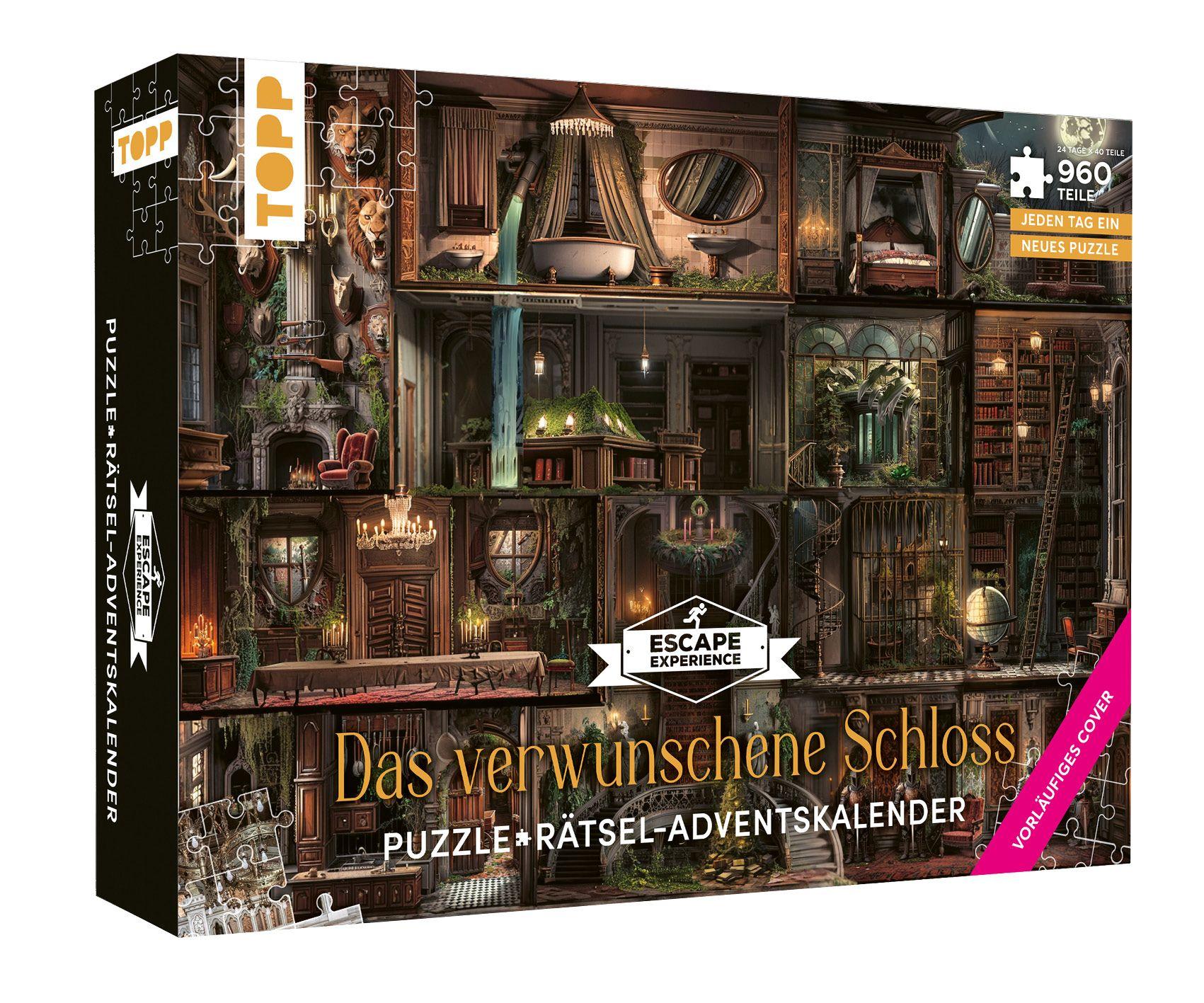 Vorderes Coverbild Puzzle-Rätsel-Adventskalender: Das verwunschene Schloss - 24 Puzzles mit insgesamt 960 Teilen