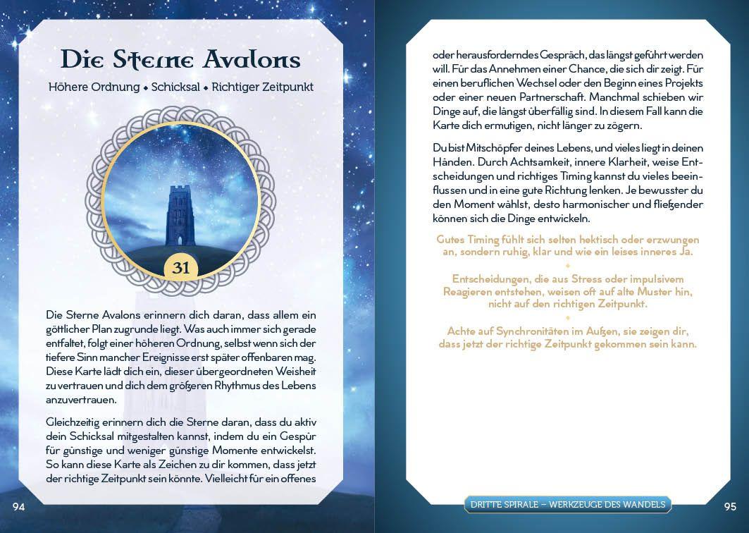 Beispielinhalt (Bild) Orakel-Kartenset: Avalon Orakel | Wandle auf den Pfaden der Priesterinnen und verbinde dich mit den transformierenden Energien keltischer Kraftorte