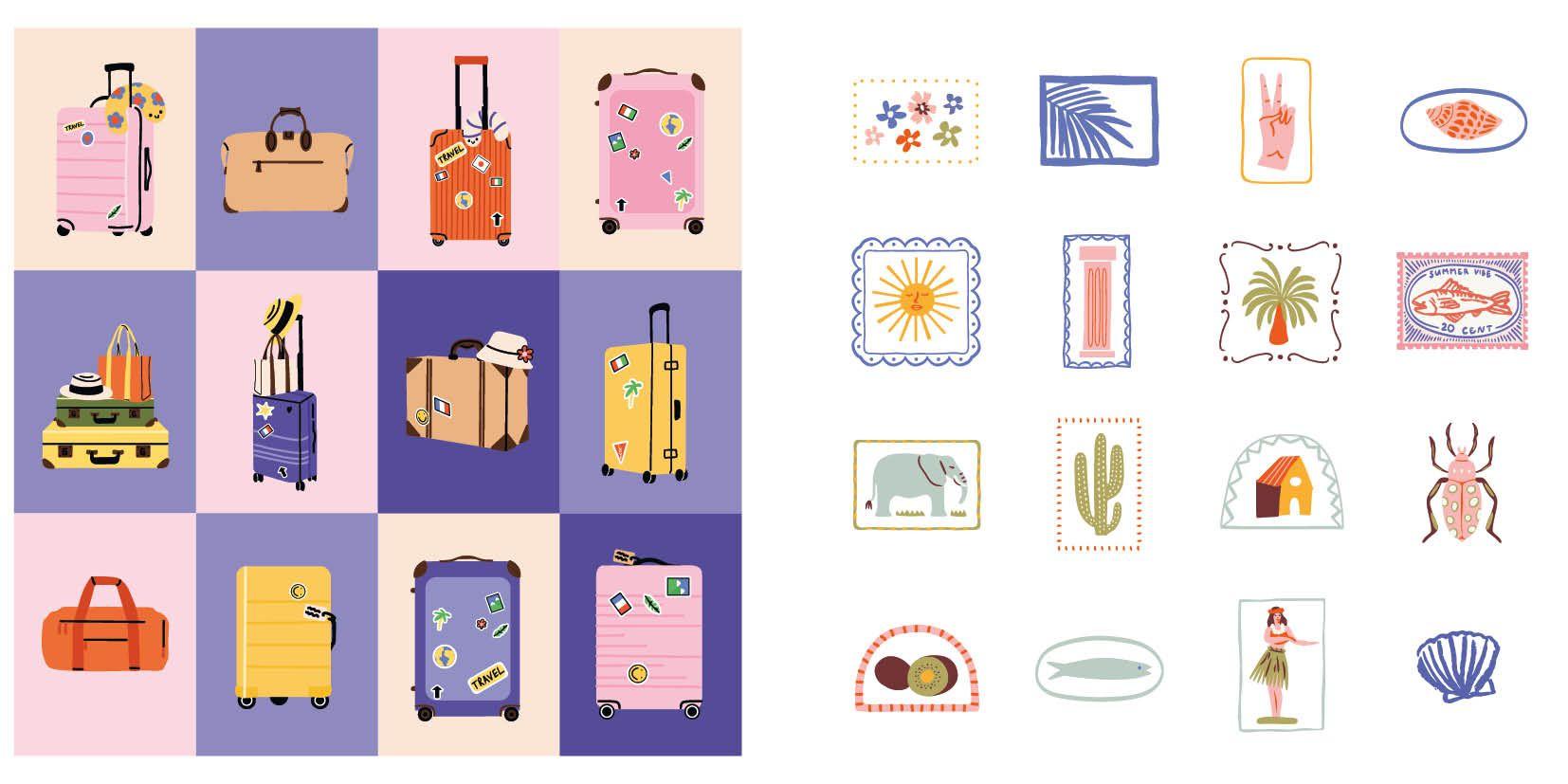 Beispielinhalt (Bild) Sticker Love: Reiselust - Über 300 Etiketten und Aufkleber mit beschreibbarer Oberfläche