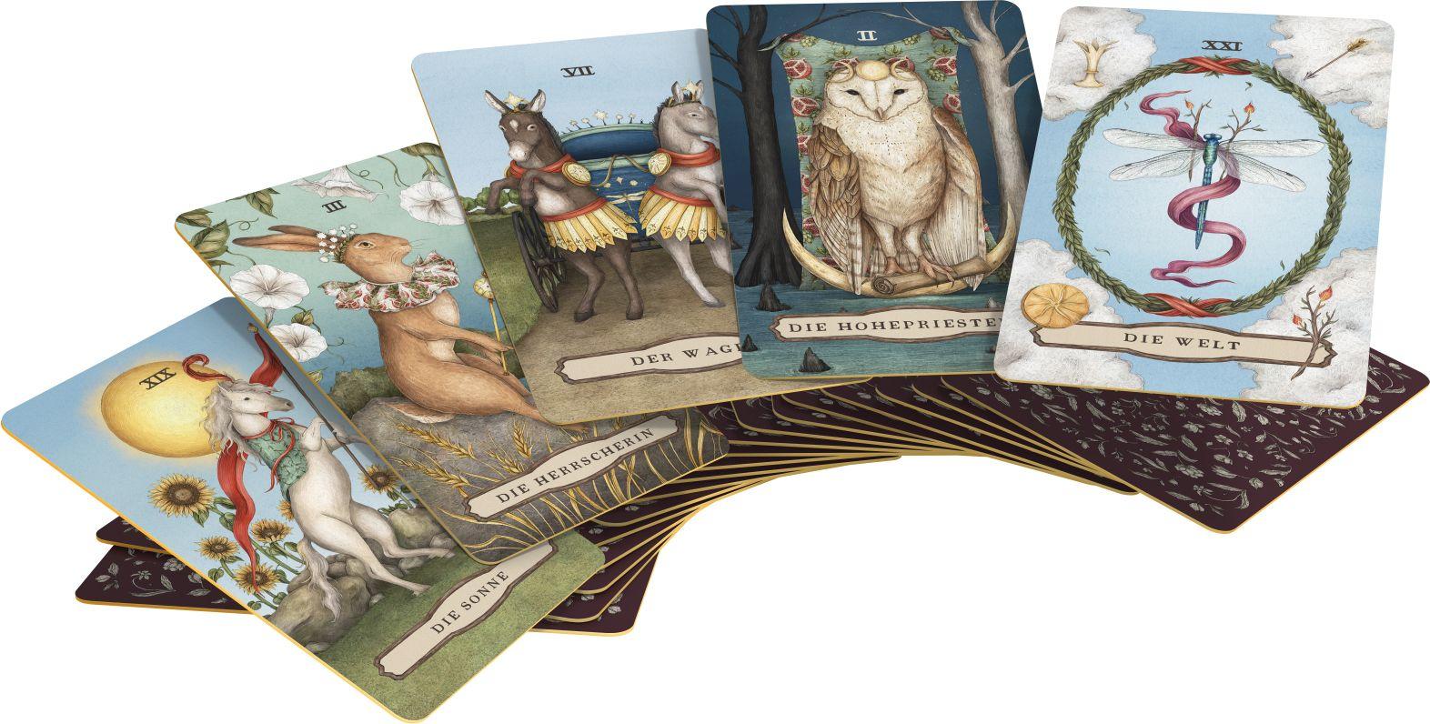Beispielinhalt (Bild) Woodland Wardens Tarot - Set mit Booklet u. 78 Karten