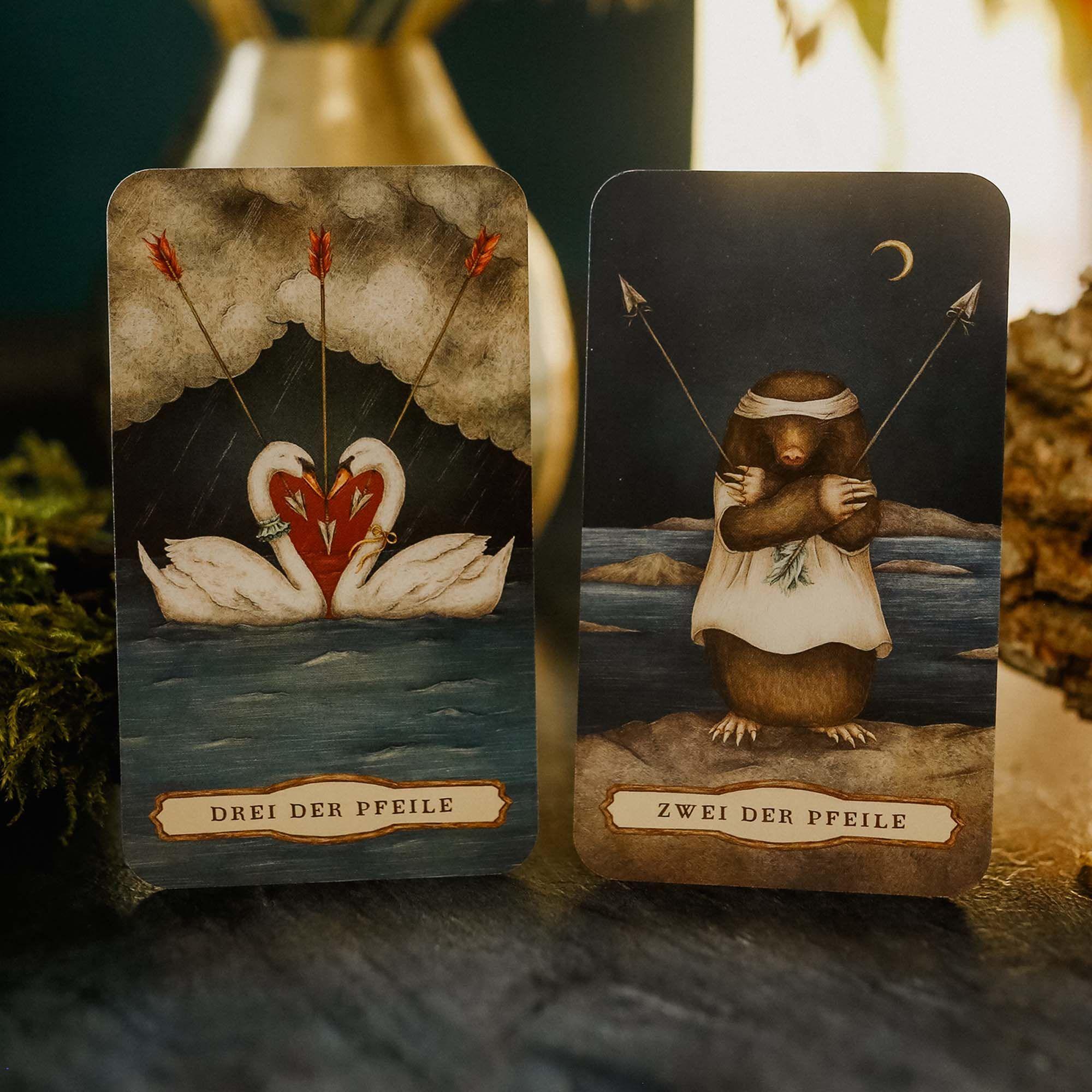 Beispielinhalt (Bild) Woodland Wardens Tarot - Set mit Booklet u. 78 Karten