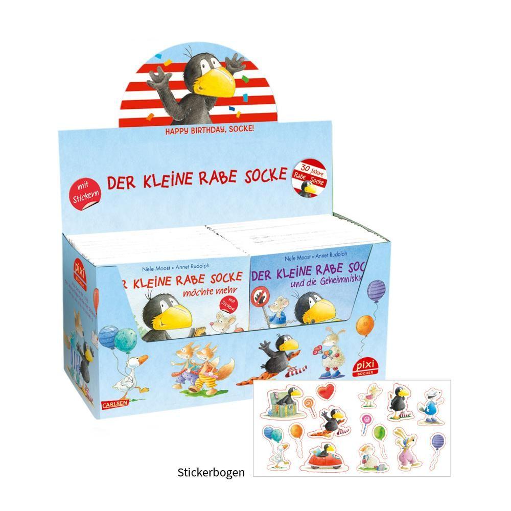 Beispielinhalt (Bild) Pixi-Box 193: Der kleine Rabe Socke mit Stickern (8x8 Exemplare)