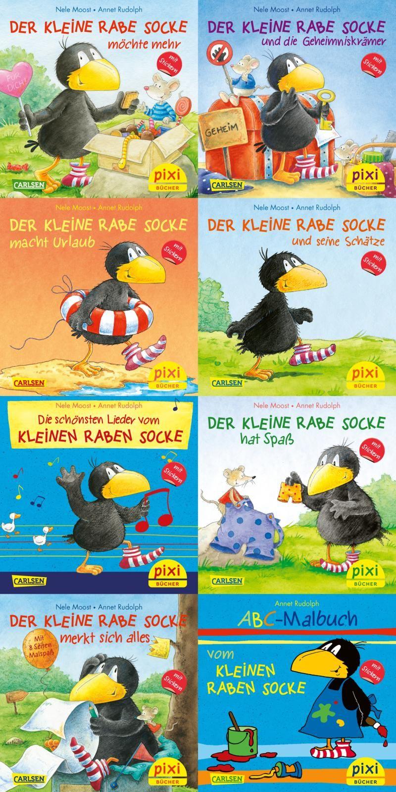 Vorderes Coverbild Pixi-Box 193: Der kleine Rabe Socke mit Stickern (8x8 Exemplare)