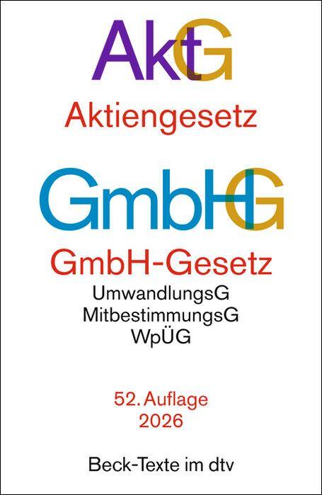 Vorderes Coverbild Aktiengesetz, GmbH-Gesetz. AktG GmbHG