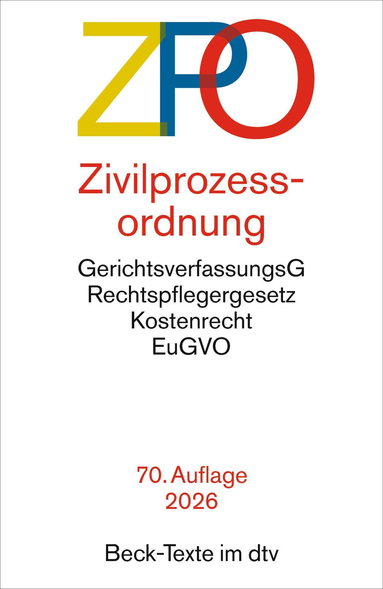 Vorderes Coverbild Zivilprozessordnung. ZPO