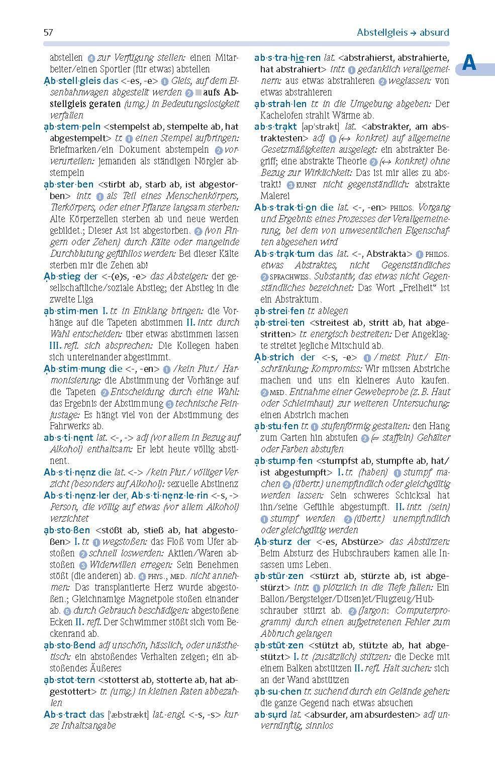 Beispielinhalt (Bild) PONS Das große Schulwörterbuch Deutsch